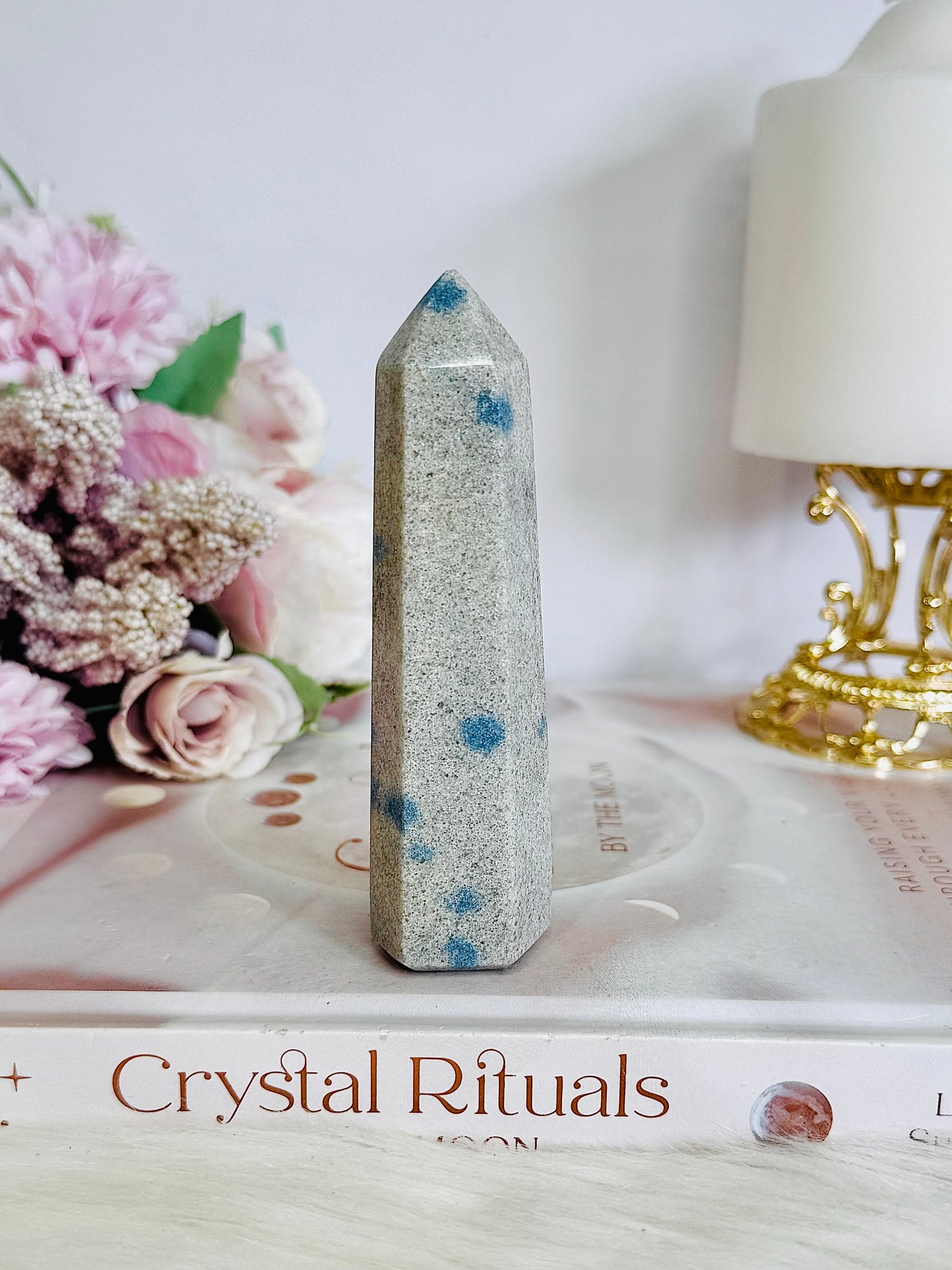 Beautiful K2 (Azurite & Granite) 10cm Tower