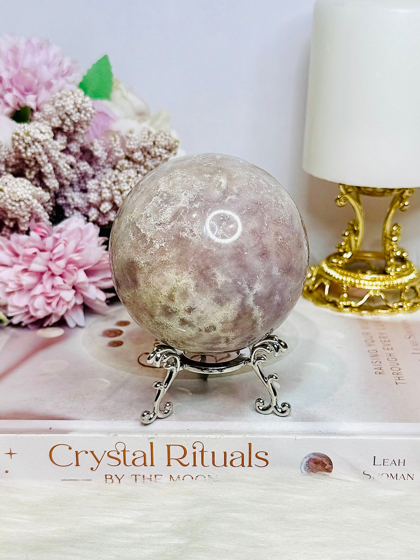 Large Pink Amethyst Sphere on Stand 466g