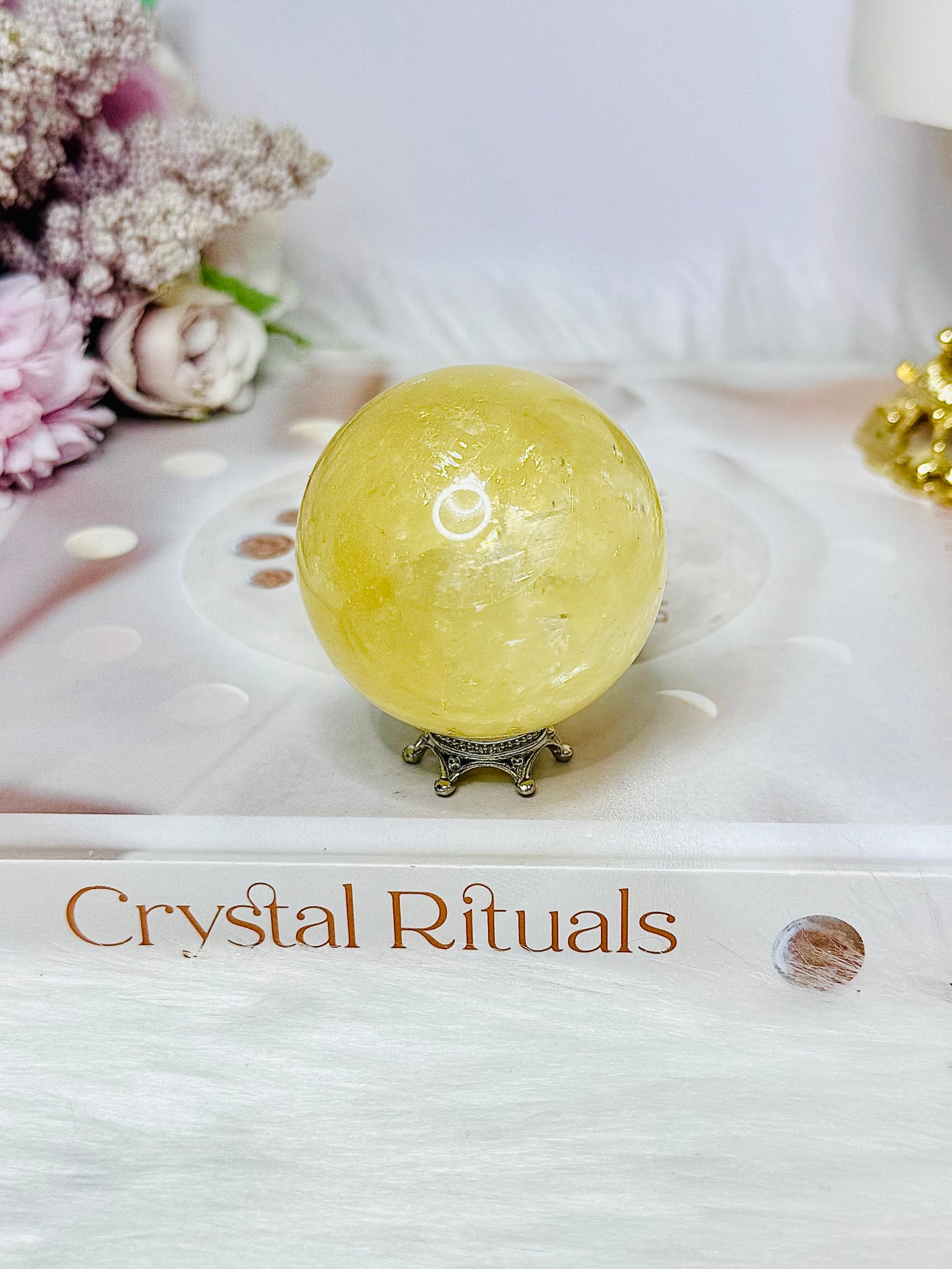 Honey Calcite Sphere on Stand 155g