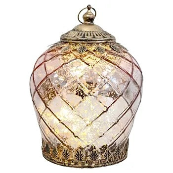 Glass Lantern Led Foil Punch 17.5cm