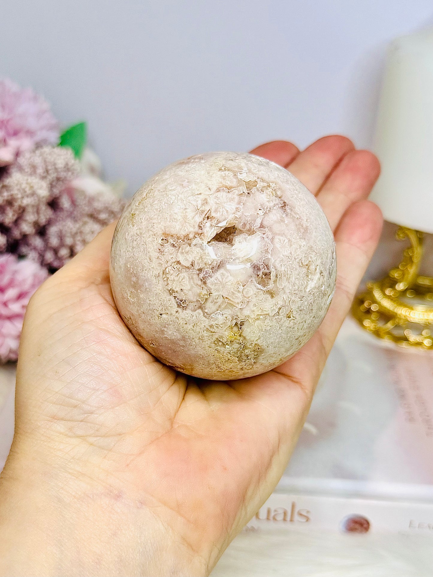 Large Druzy Pink Amethyst Sphere 349g On Silver Stand 21cm