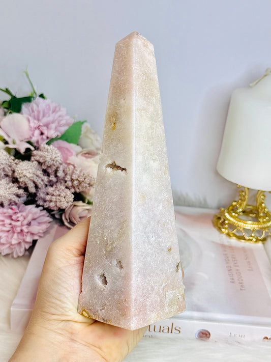 ⚜️ SALE ⚜️ Large Druzy Pink Amethyst Obelisk | Tower 18cm 525g