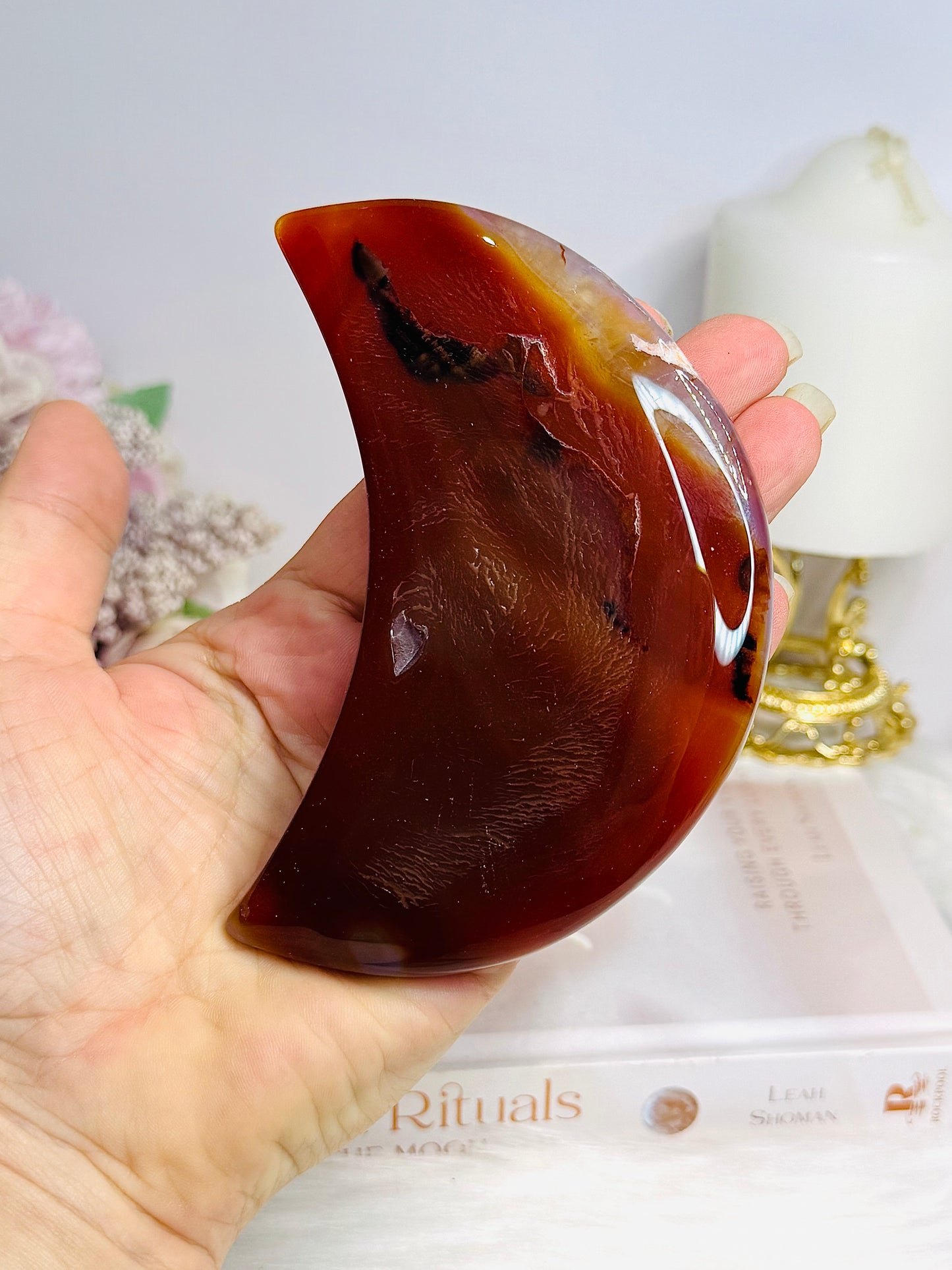Carnelian Carved Moon 11cm
