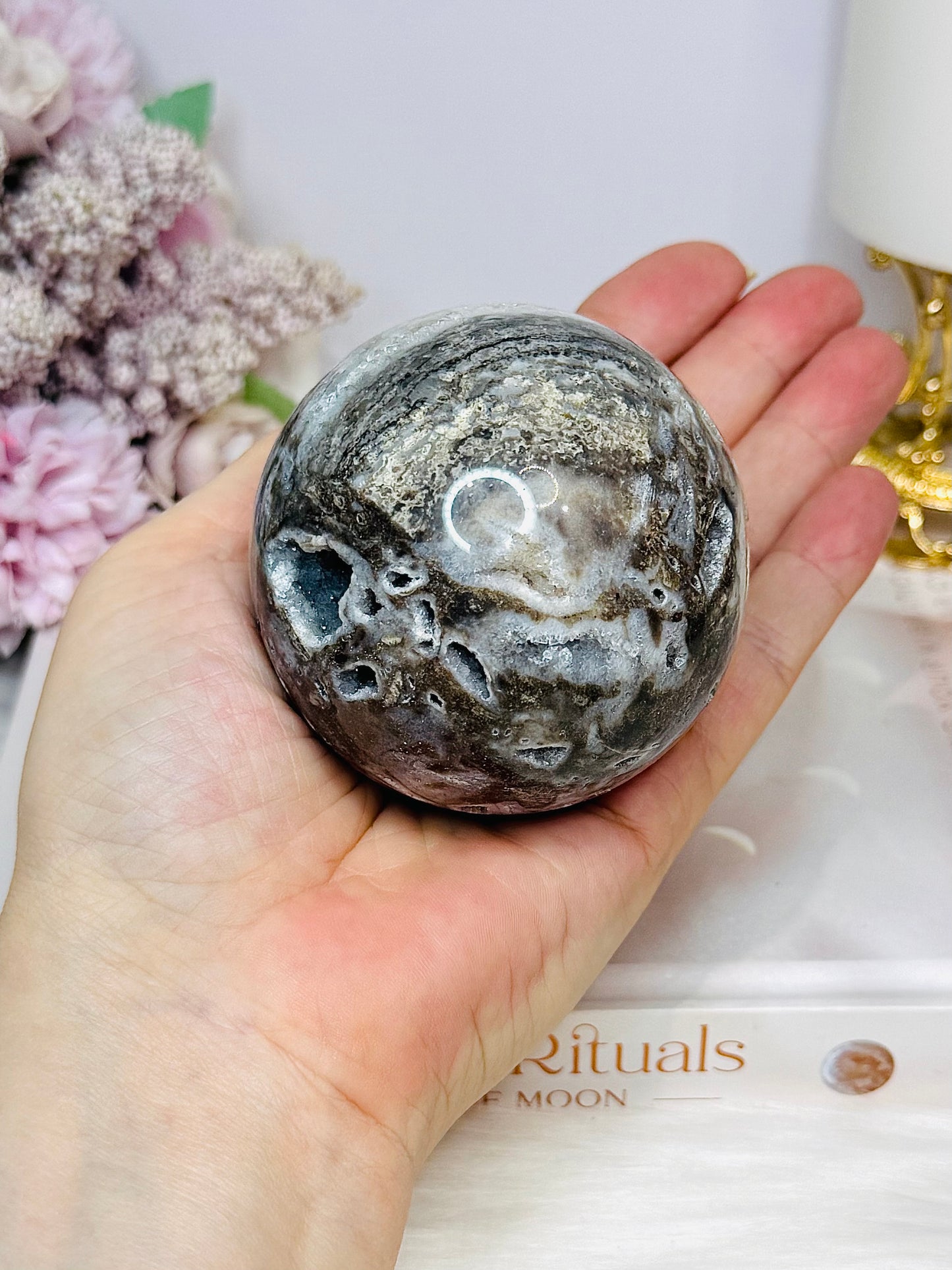 Druzy Sphalerite Sphere on Stand 368g