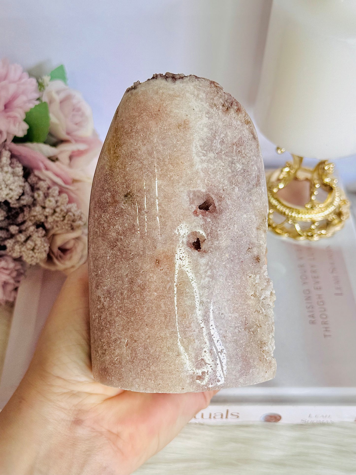 Incredible Natural Large Pink Amenities Druzy Freeform From Brazil 894grams 12.5cm