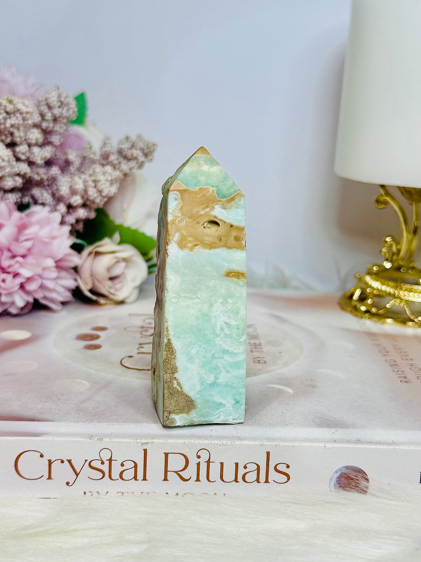 Blue Caribbean Calcite Druzy Tower 8cm