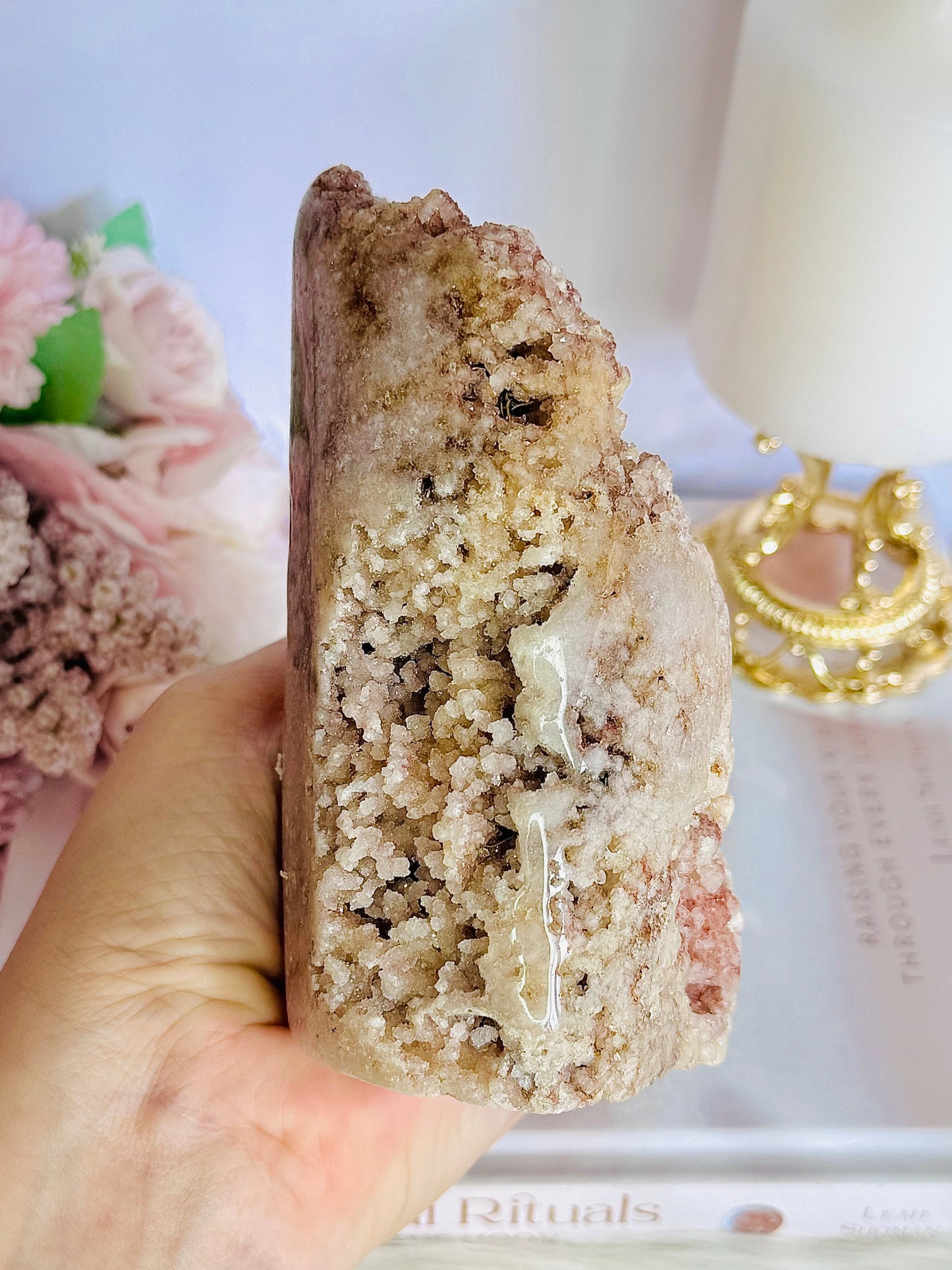 Incredible Natural Large Pink Amenities Druzy Freeform From Brazil 894grams 12.5cm