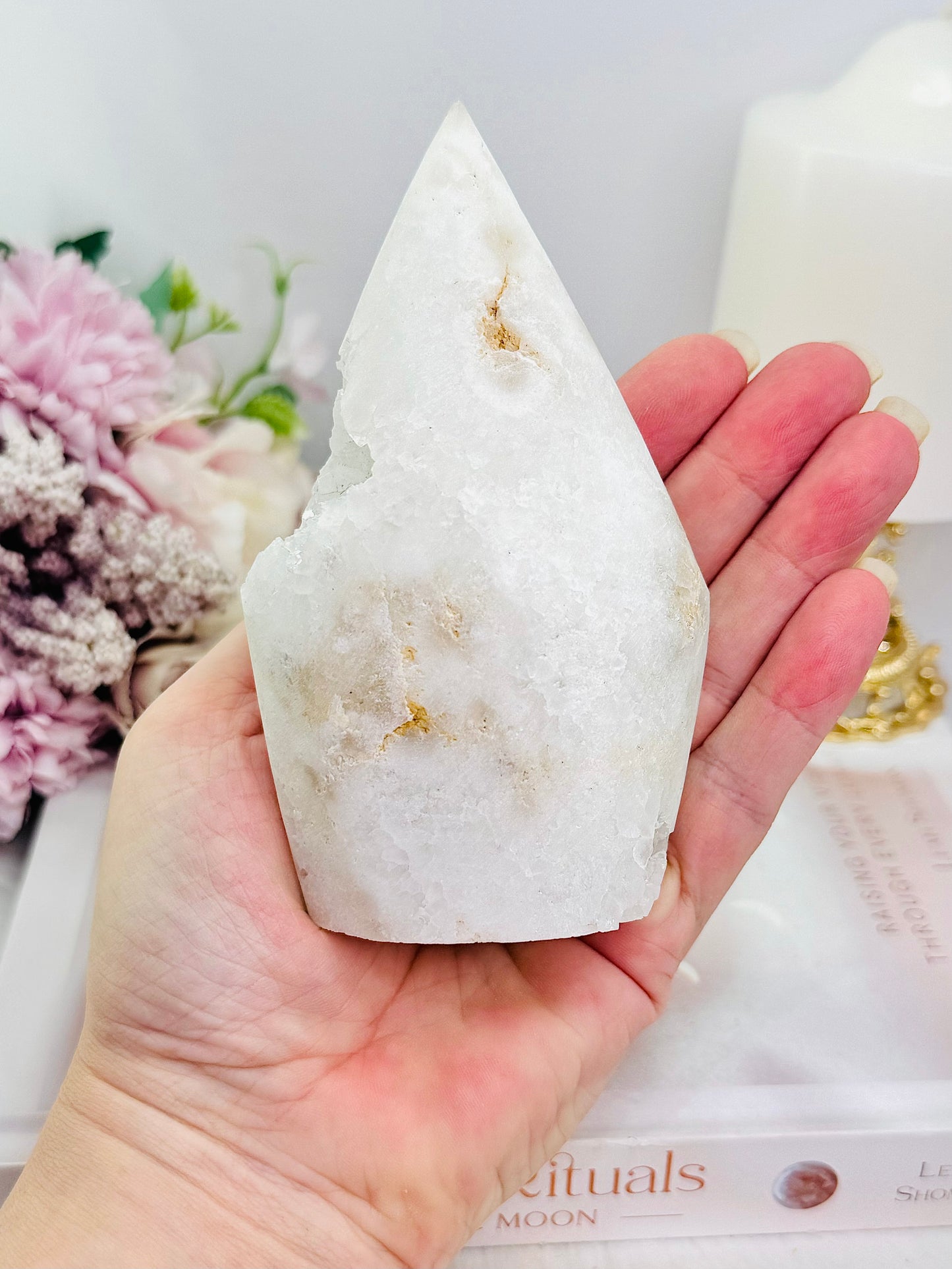 White Quartz Druzy Freeform | Flame 12cm