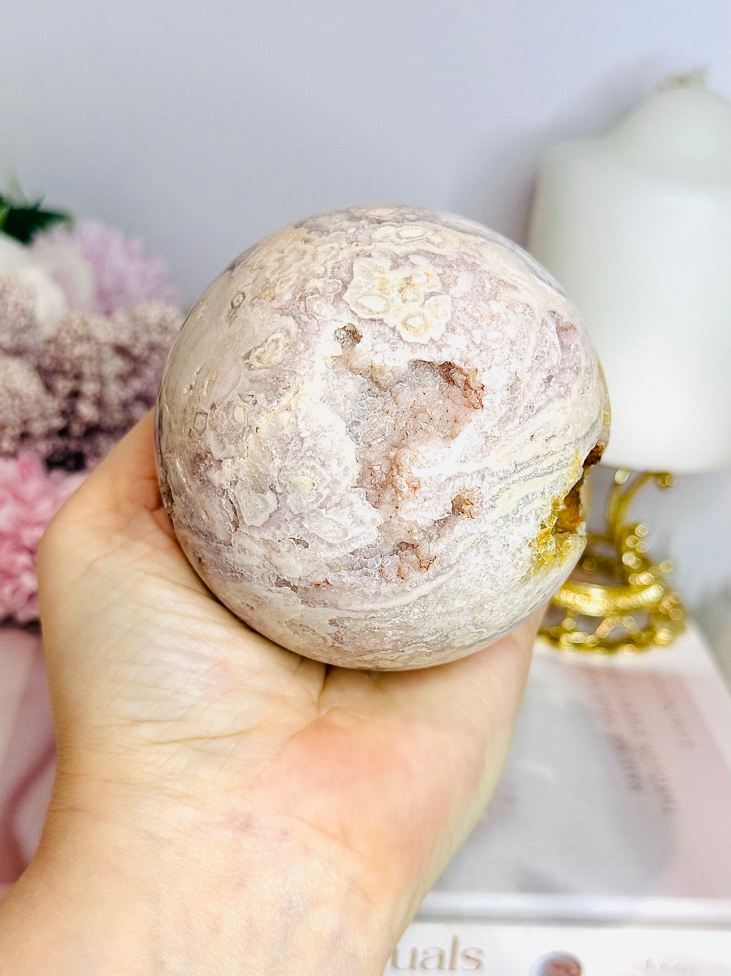 Large Druzy Pink Amethyst Sphere On Stand 630g