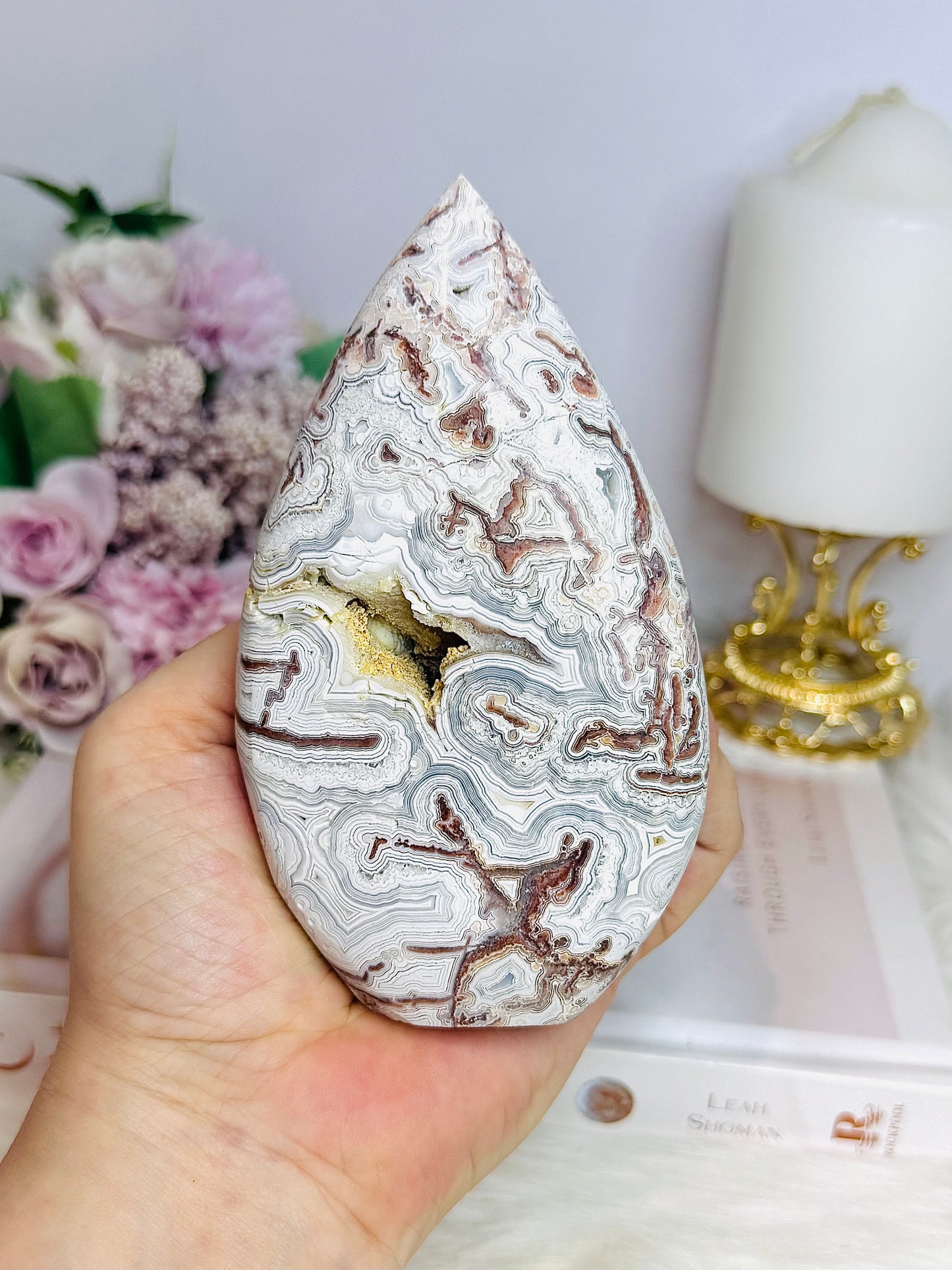 Large Mexican Agate Druzy Flame | Freeform 13cm 324g