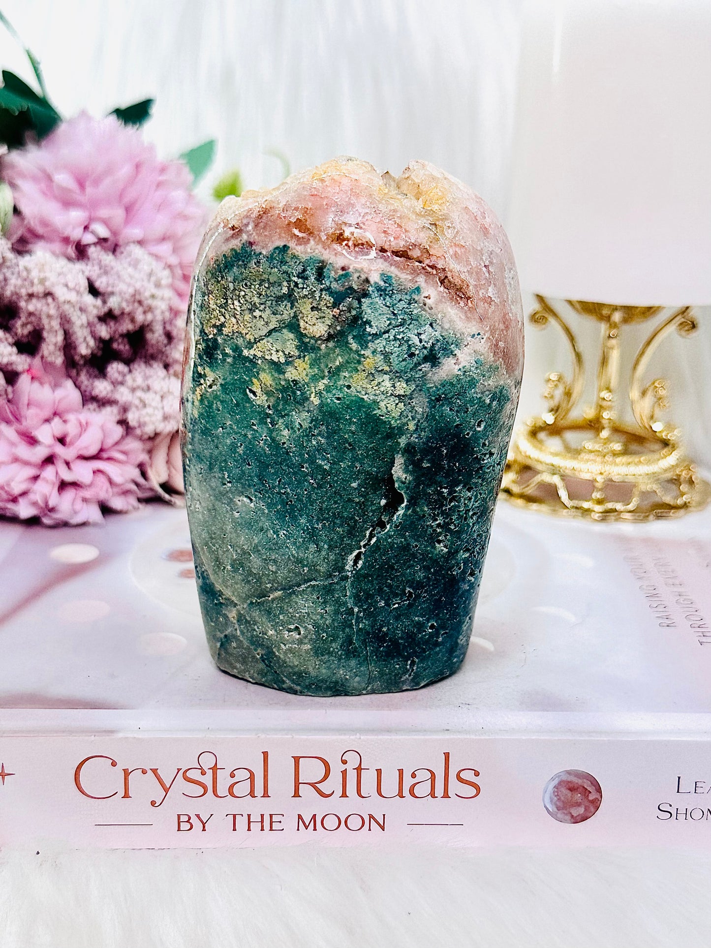 ⚜️ SALE ⚜️ Chunky 11cm Druzy Pink Amethyst Freeform Over Half A Kg From Uruguay with Green Jasper Inclusions