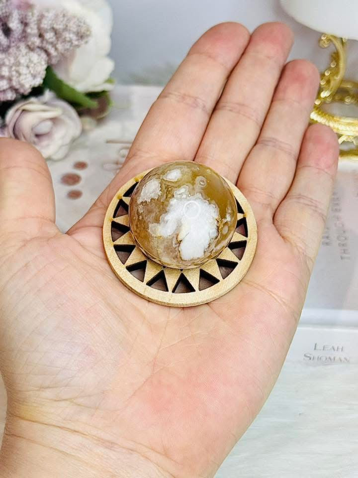 Small Flower Agate Sphere on Stand