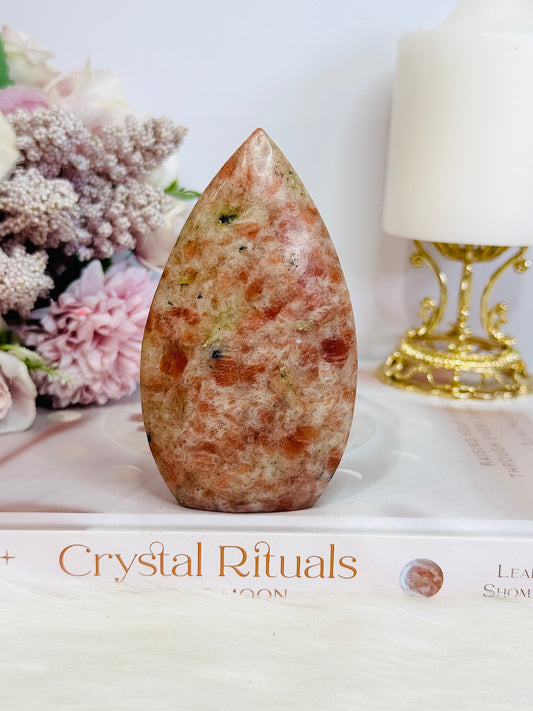 Natural Orange Sunstone Carved Flame | Freeform 11cm