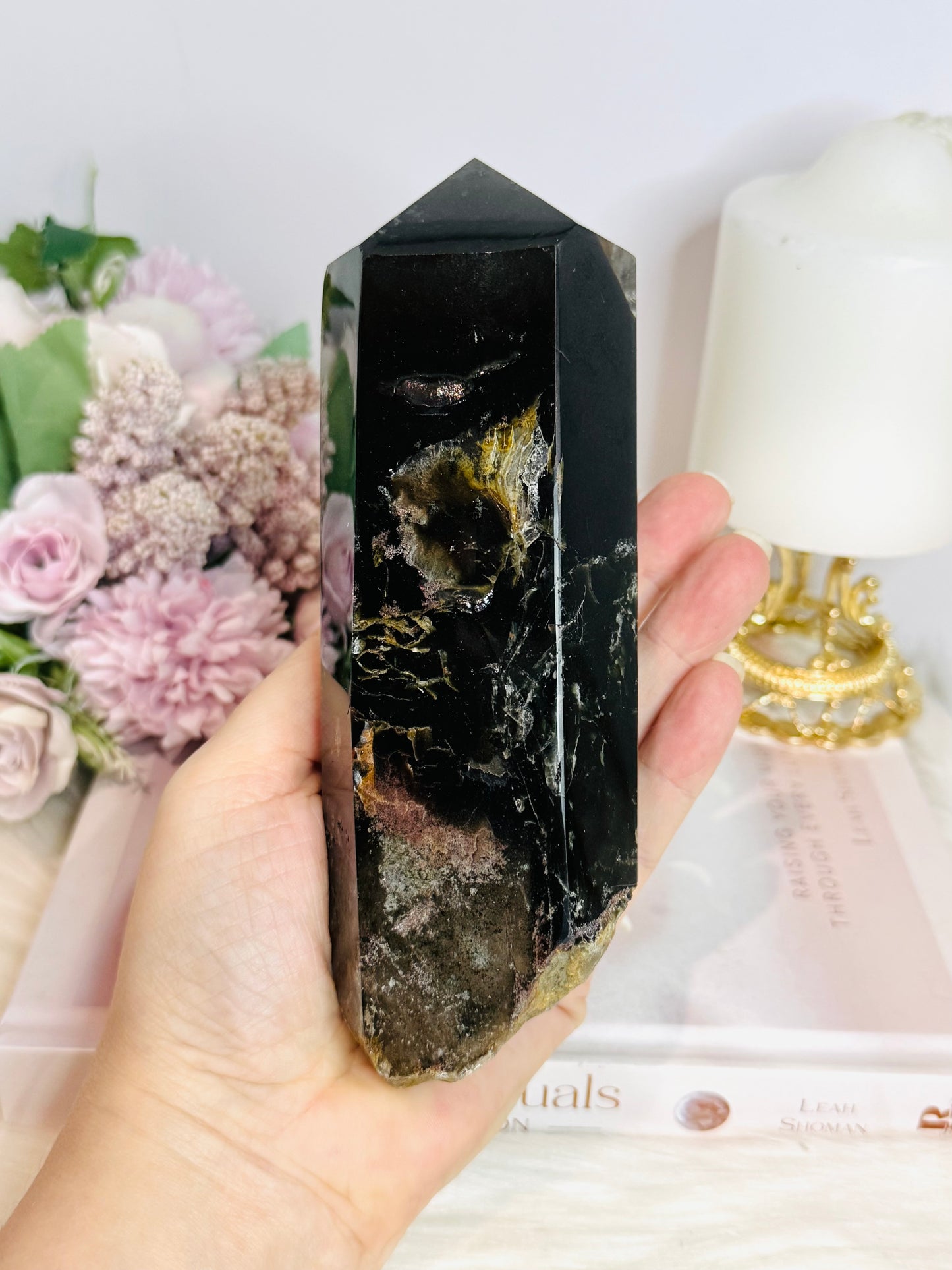Large Garden Quartz | Lodolite Natural Polished Tower On Stand 25cm 903g