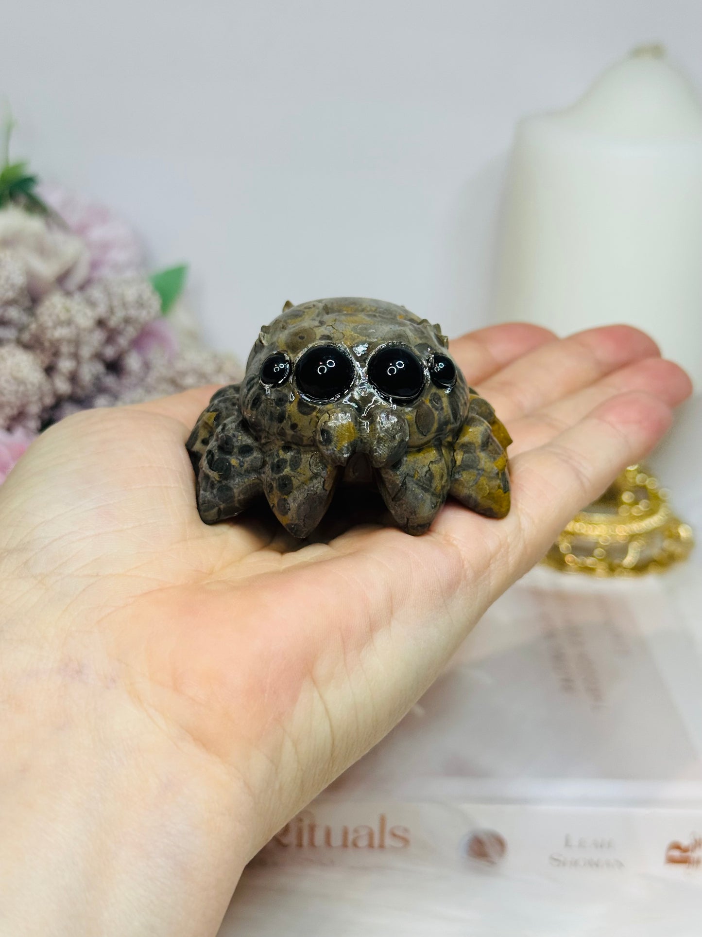Ocean Jasper Spider Carving 5cm