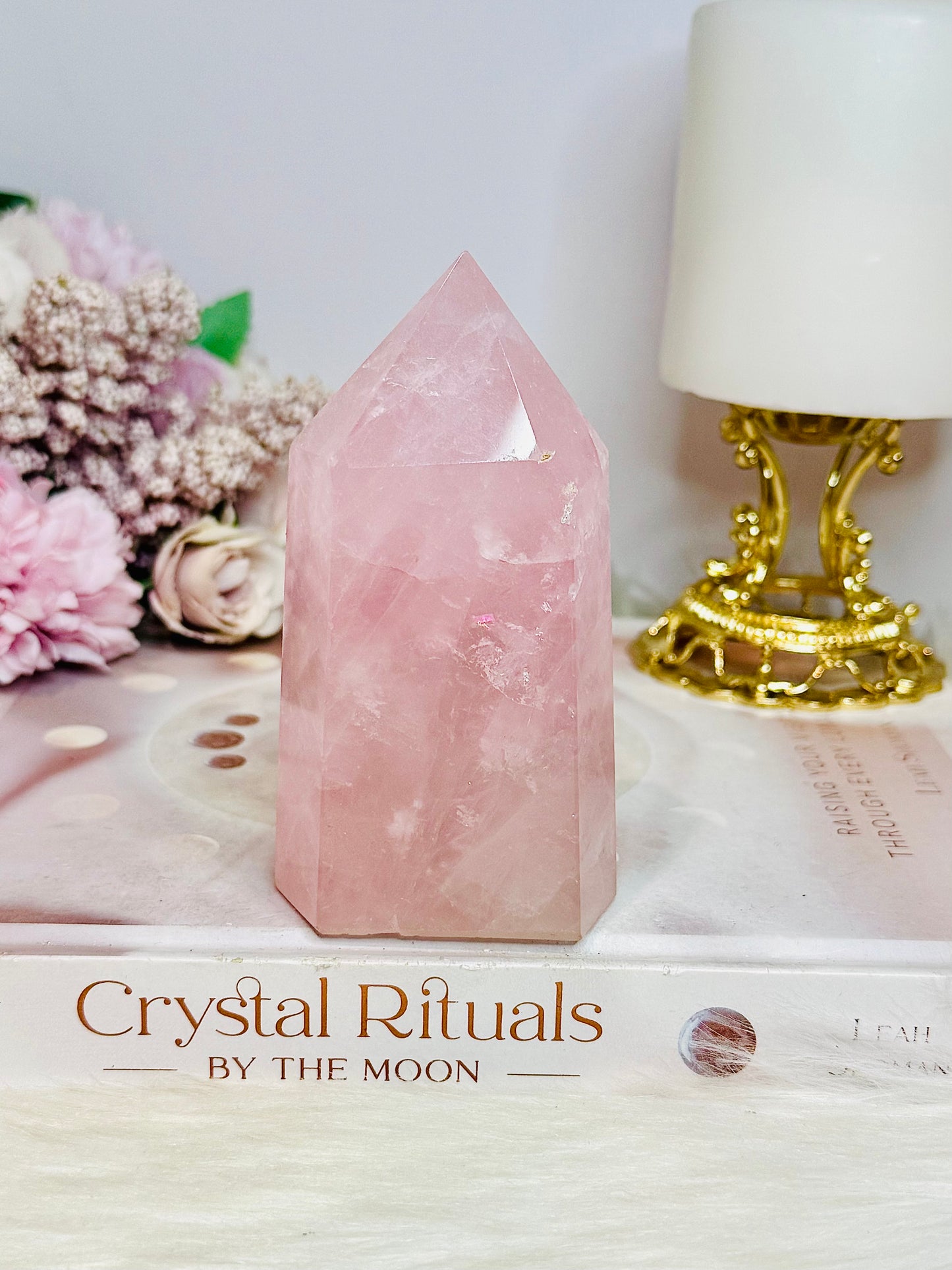 High Grade Rose Quartz Tower 329g
