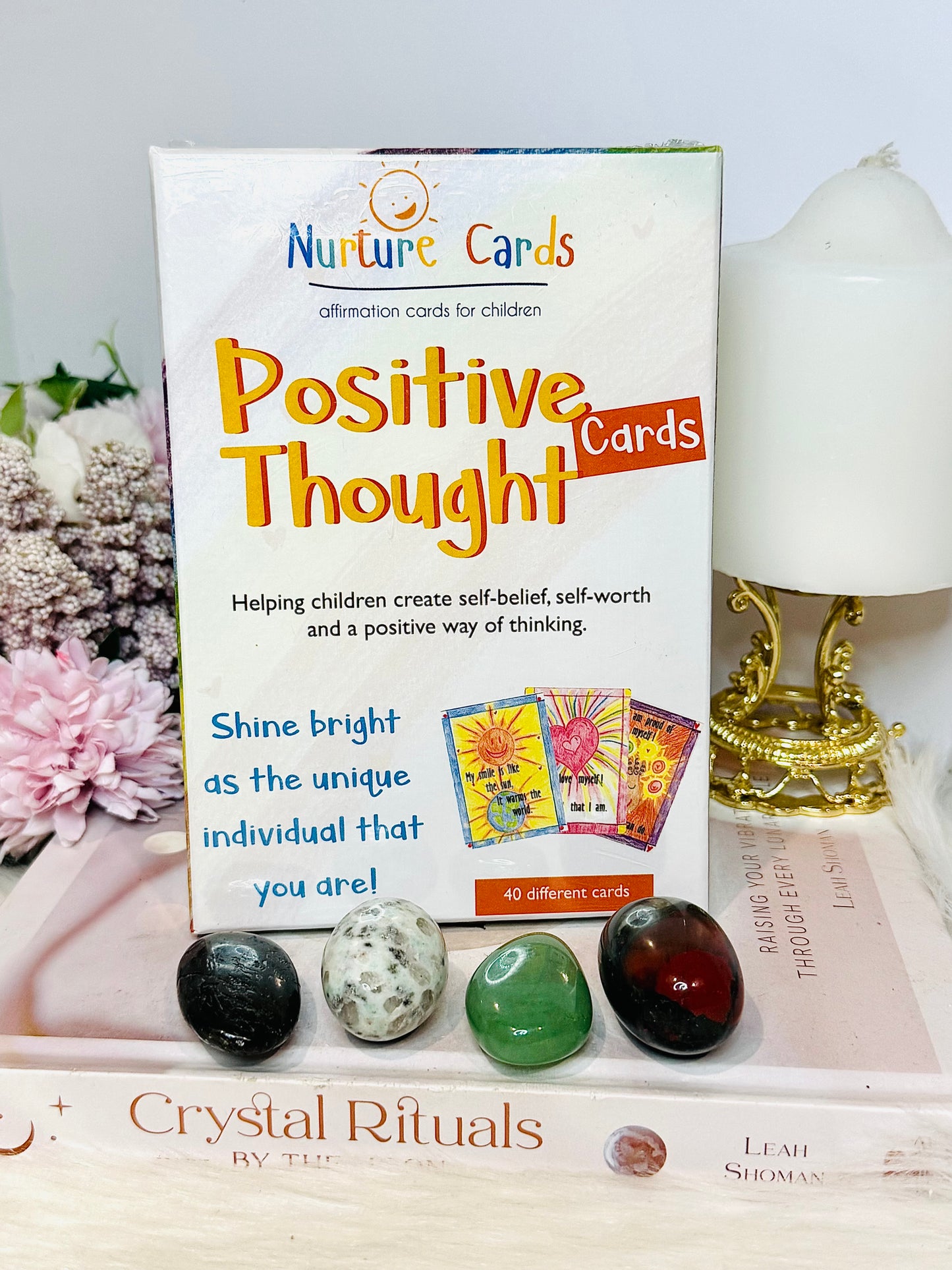 Positive Thought Nurture Cards & 4 Large Tumble Stones