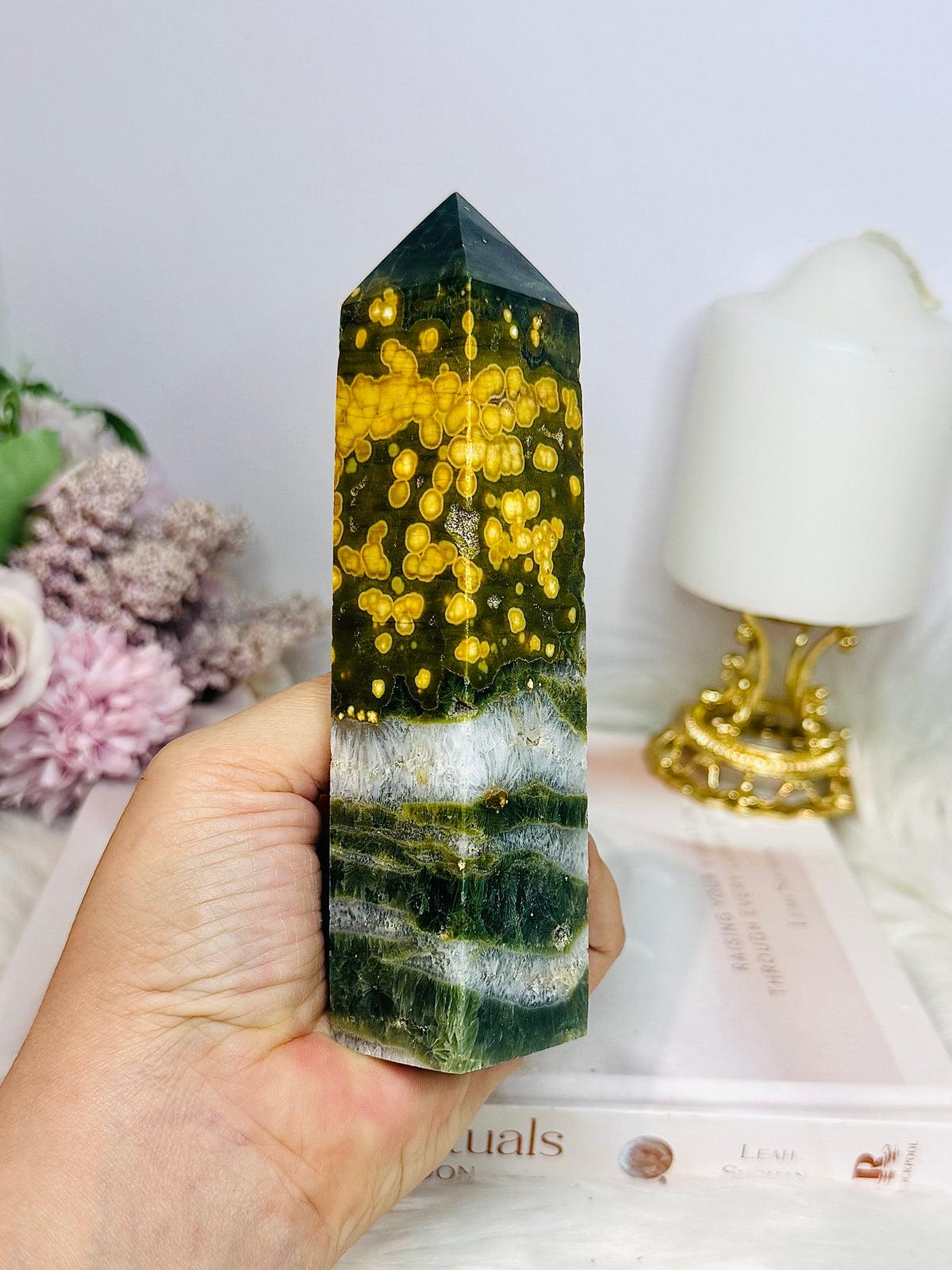 Orbicular Ocean Jasper Druzy Tower 15cm 342g