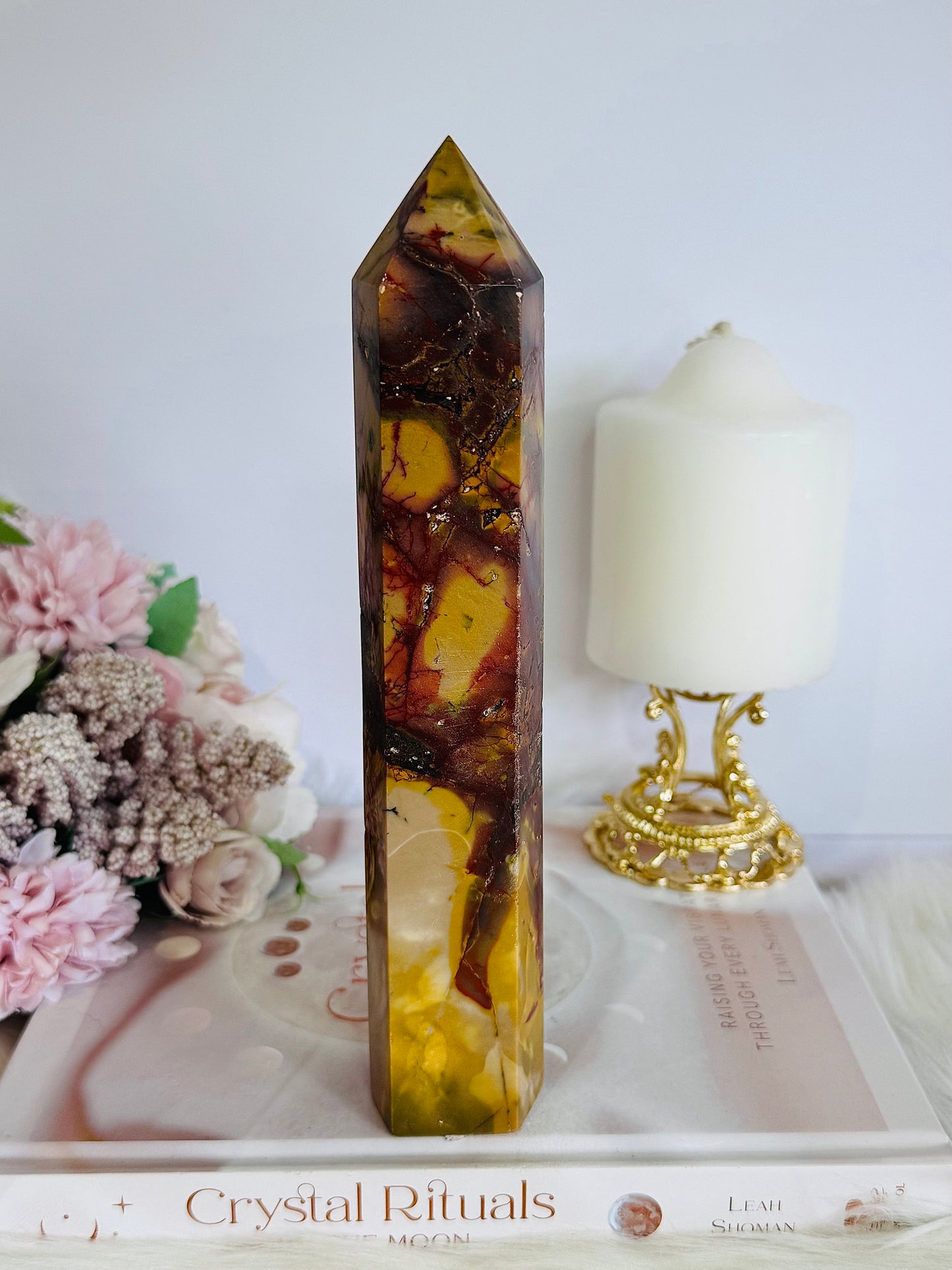 Natural Large Mookaite Jasper Tower | Generator with Hematite Inclusions 21cm