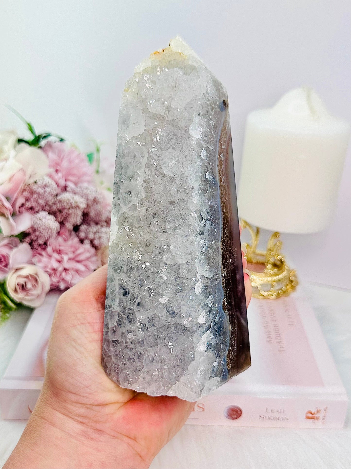 Large Druzy Agate Tower | Obelisk 750g 17cm