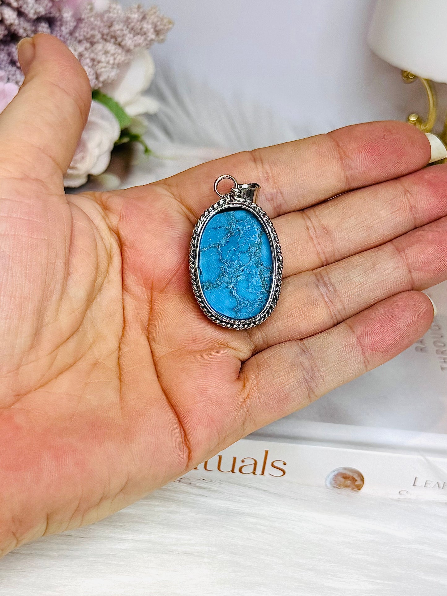 Sterling Silver 925 Navajo Turquoise Pendant In Gift Bag