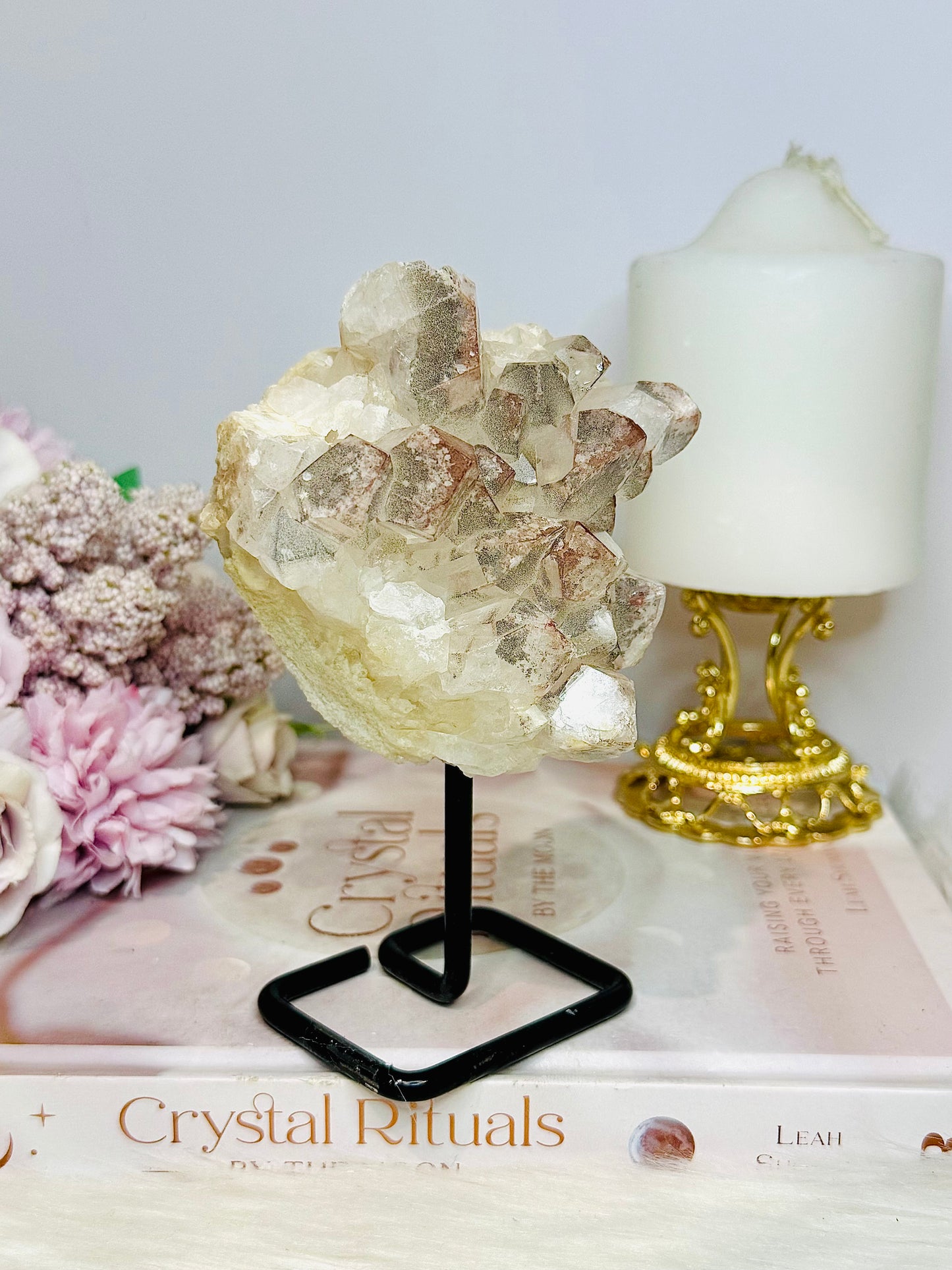 Large Natural Pink Lithium Cluster on Stand 514g