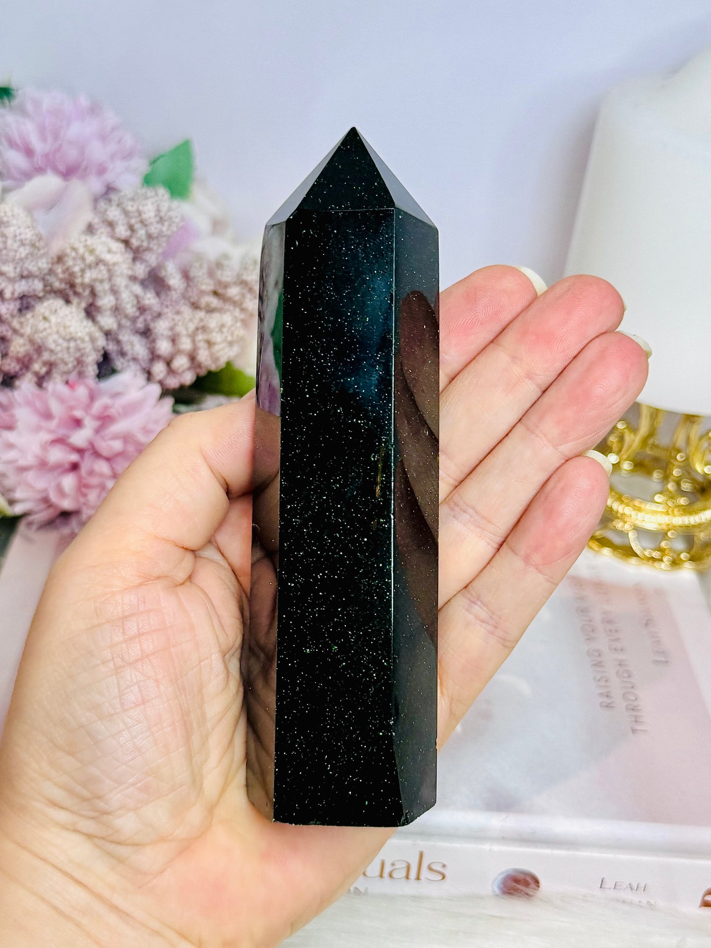 Large Green Goldstone Chunky Tower (synthetic) 13cm