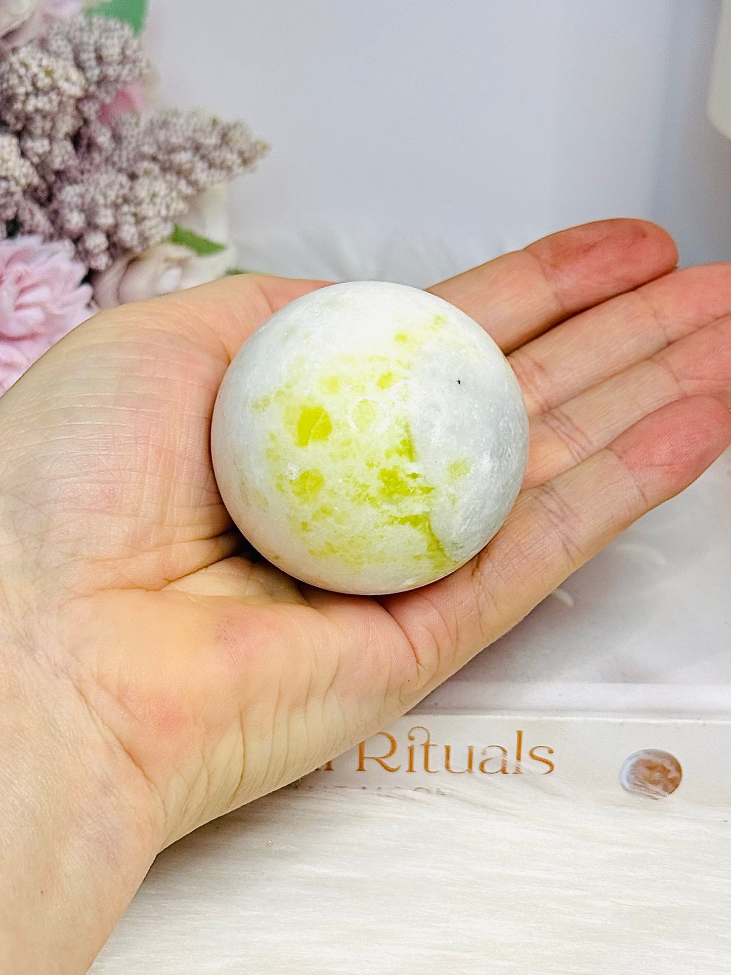 Serpentine Jade Sphere on Stand 199g