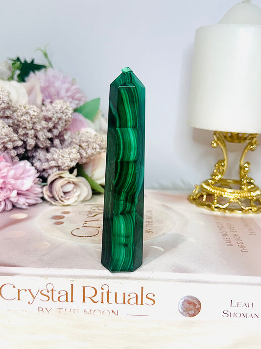 AAA High Grade Natural Malachite Tower From Congo 10cm