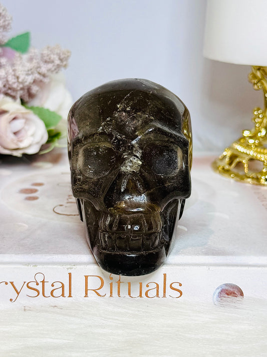 Smokey Quartz Carved Skull 373g 8.5cm