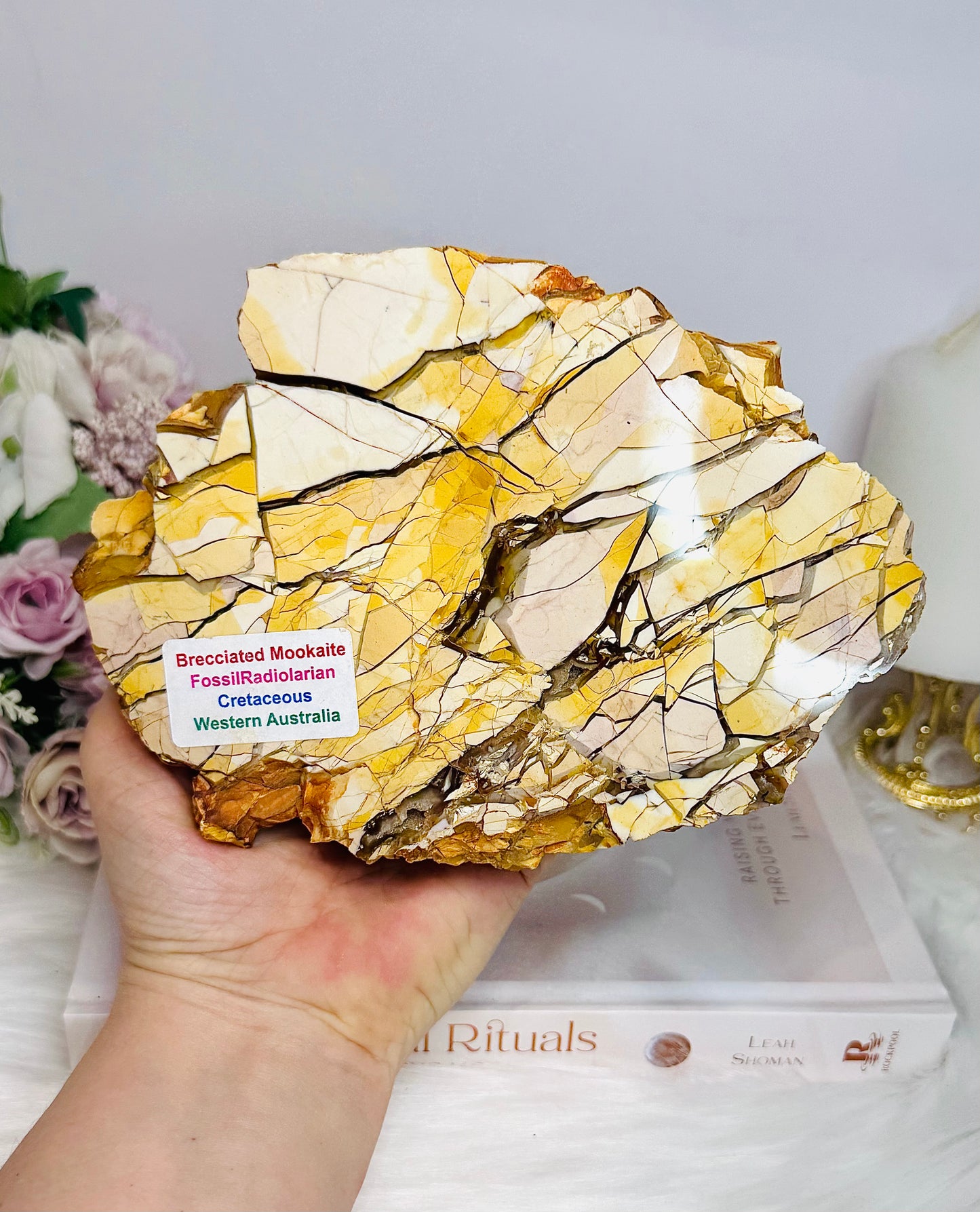 Large Natural Brecciated Mookaite Jasper Slab on Stand 16.5cm 459g