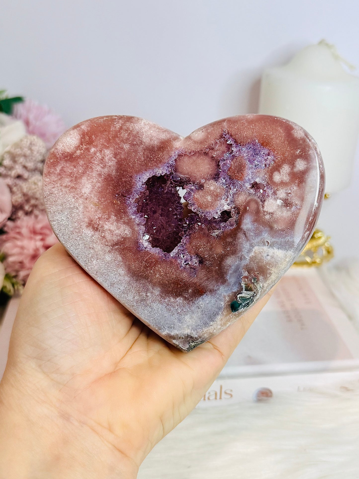 High Grade Druzy Pink Amethyst Chunky Heart 451g