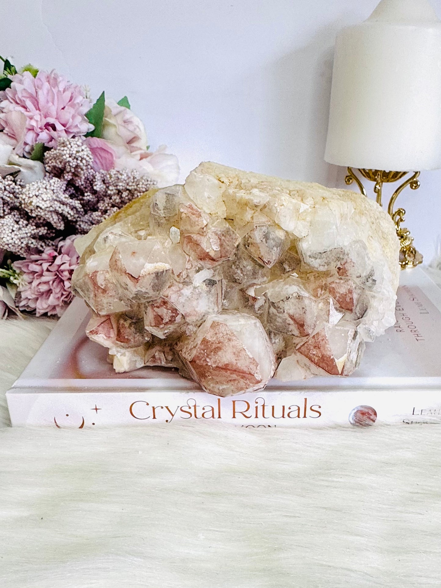 Incredible Huge Natural 19cm 1.26KG Black & Pink Lithium Quartz Natural Cluster From Brazil