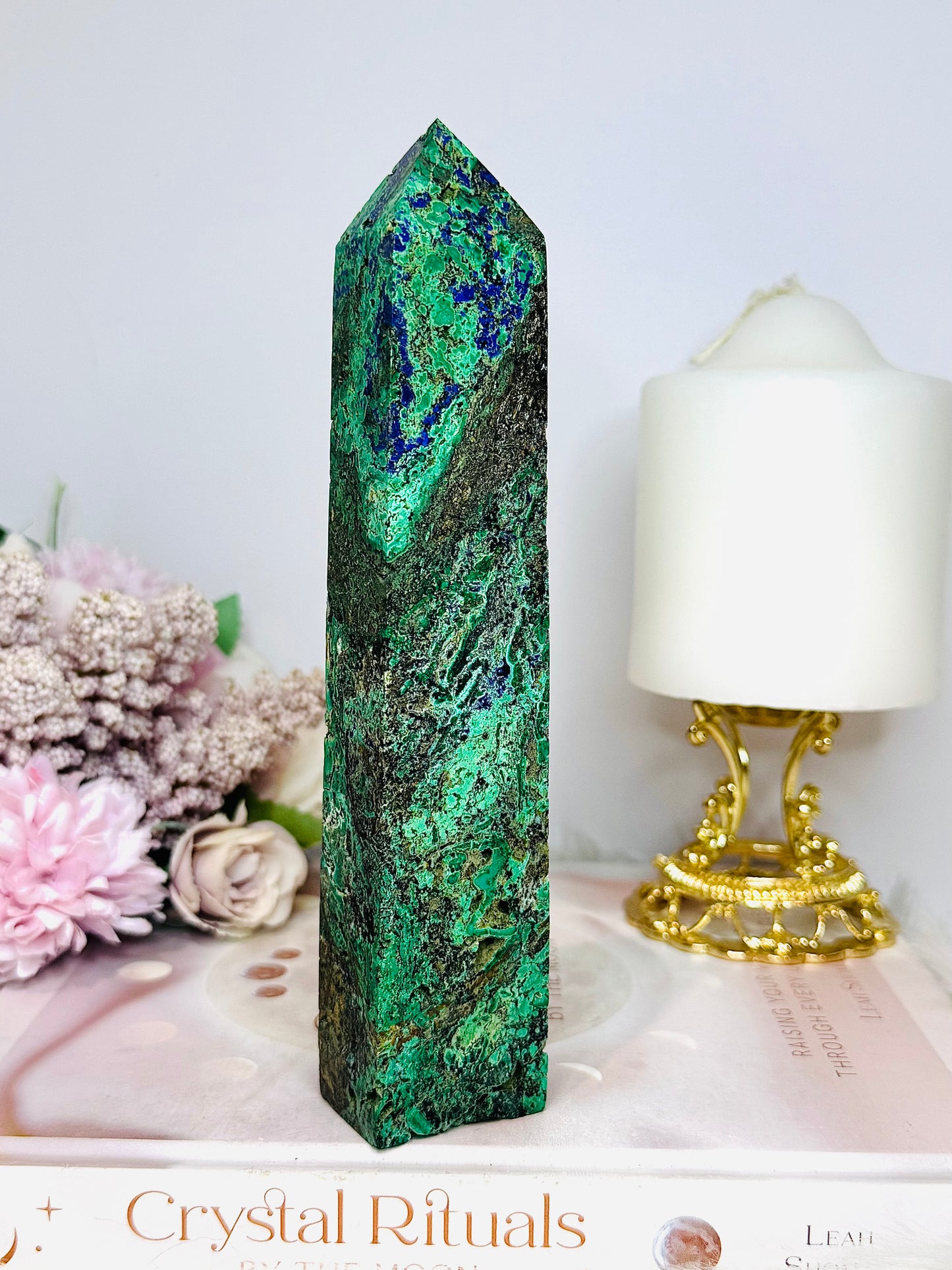 Large Azurite Malachite Stone Tower 18cm
