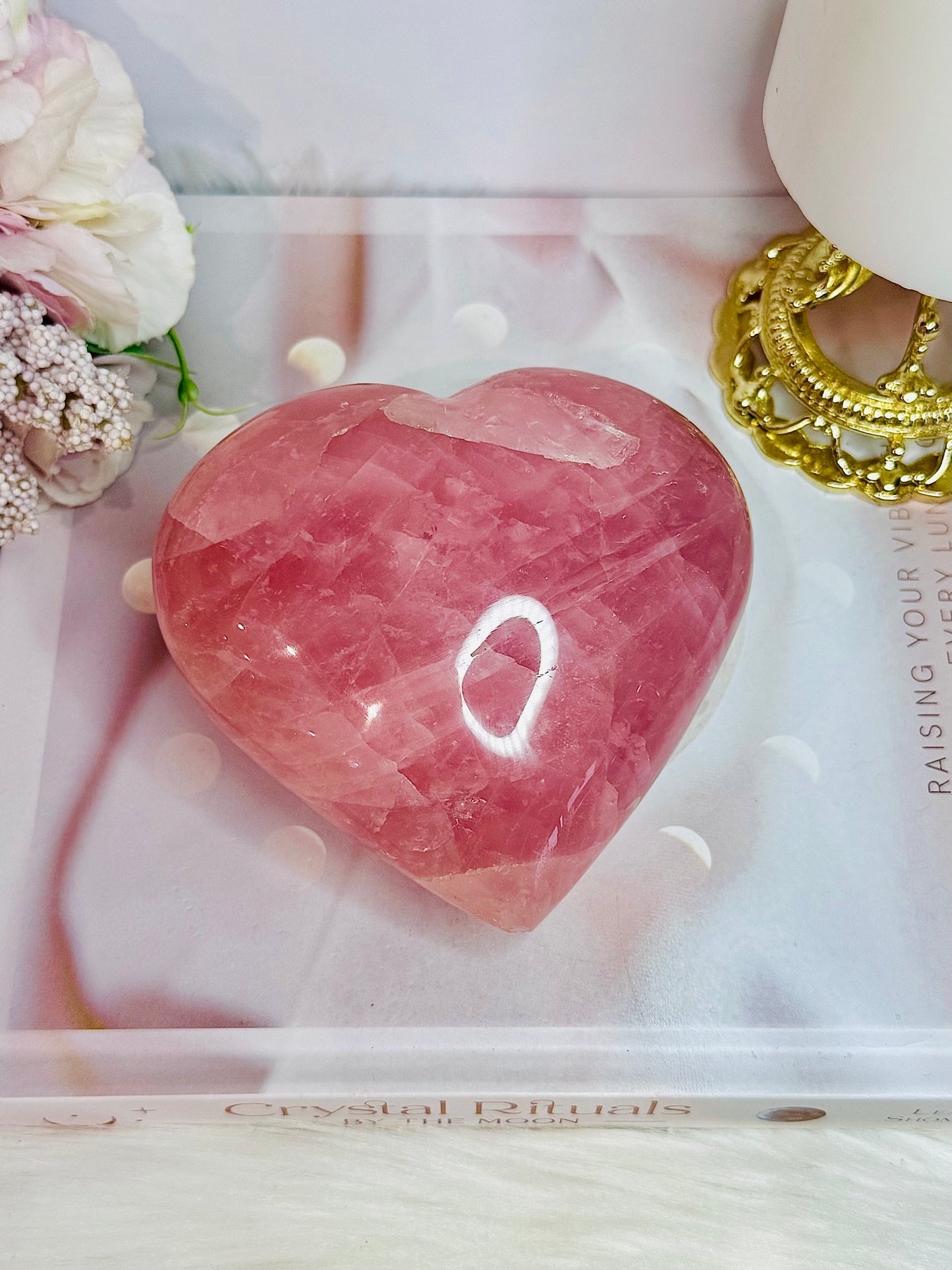 Fabulous Large Chunky High Grade Dark Pink Rose Quartz Carved Heart 698grams 10cm