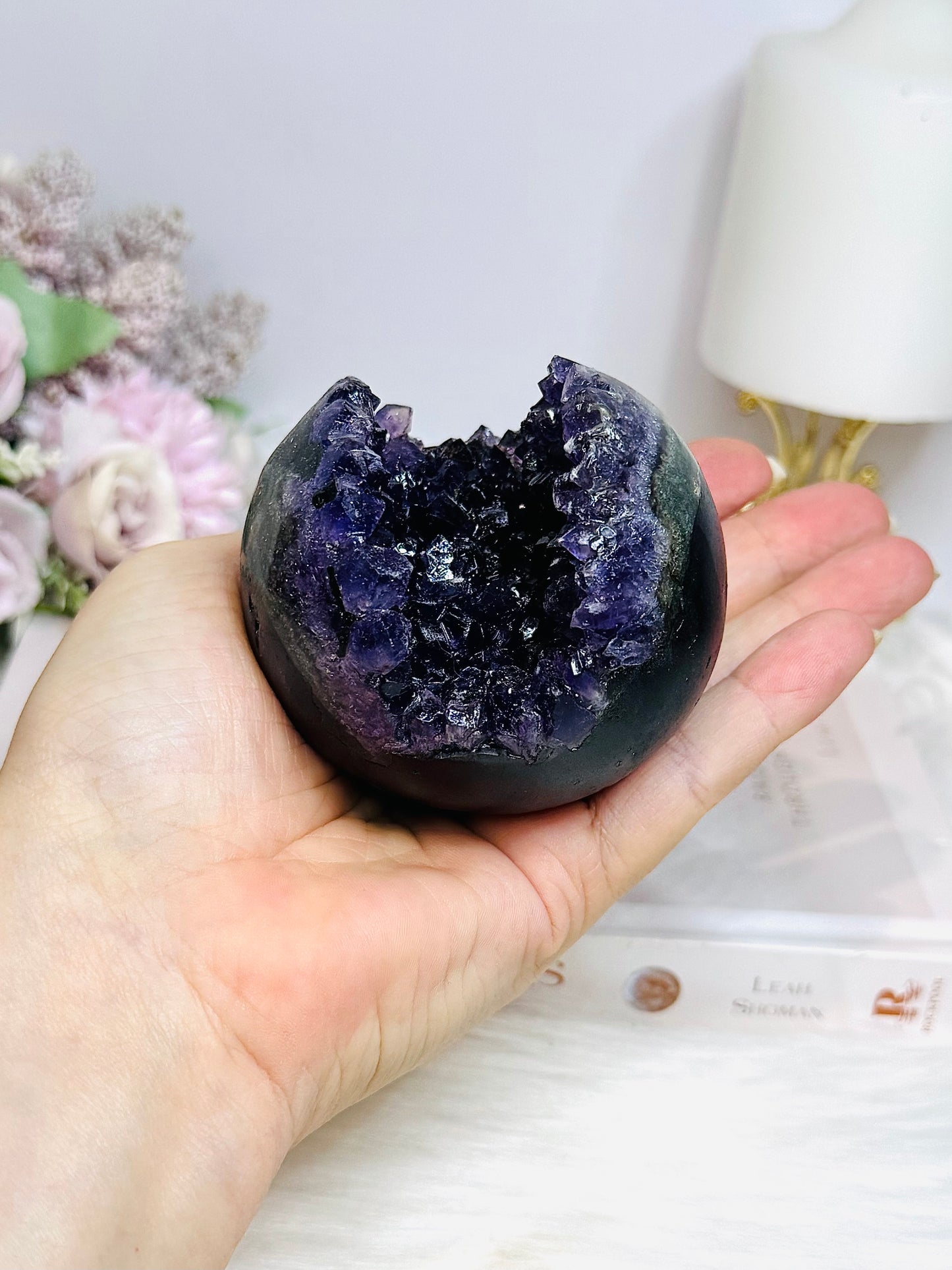 Large Druzy Amethyst Sphere on Stand 386g
