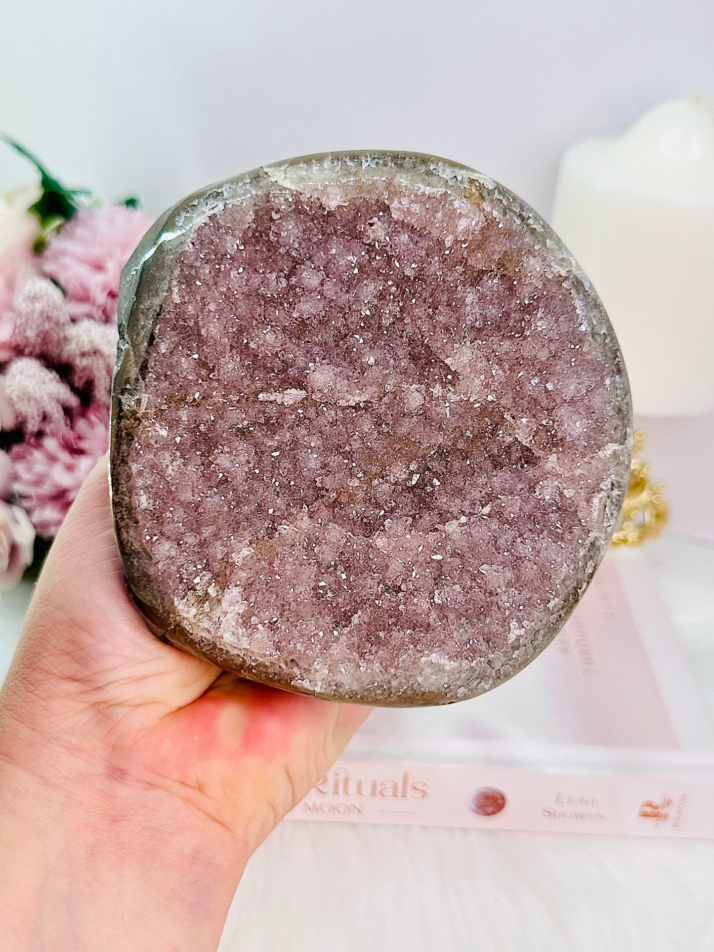 Large 998gram Galaxy Amethyst Base Cut Sugar Cluster From Uruguay