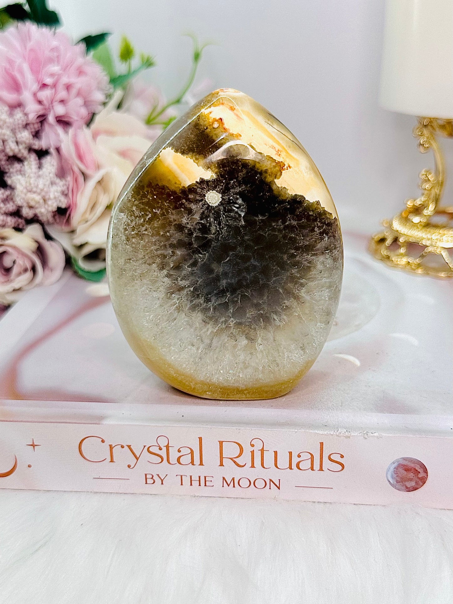 Unique Druzy Agate Carved Freeform | Flame From Brazil 10cm