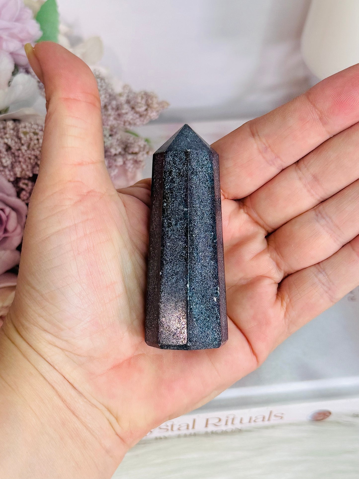 Beautiful Ruby Zoisite Uniquely Carved Tower 7.5cm
