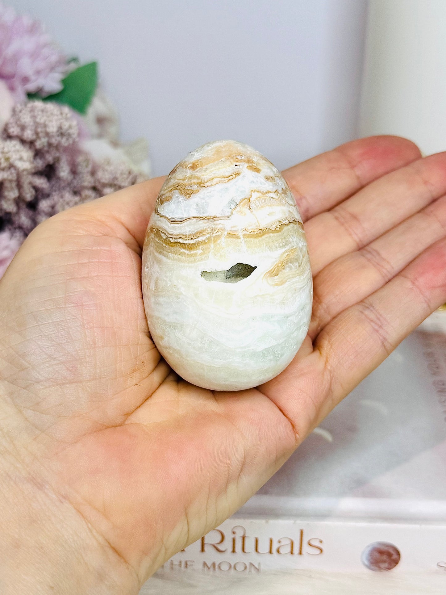 Caribbean Calcite Druzy Egg On Stand 7cm