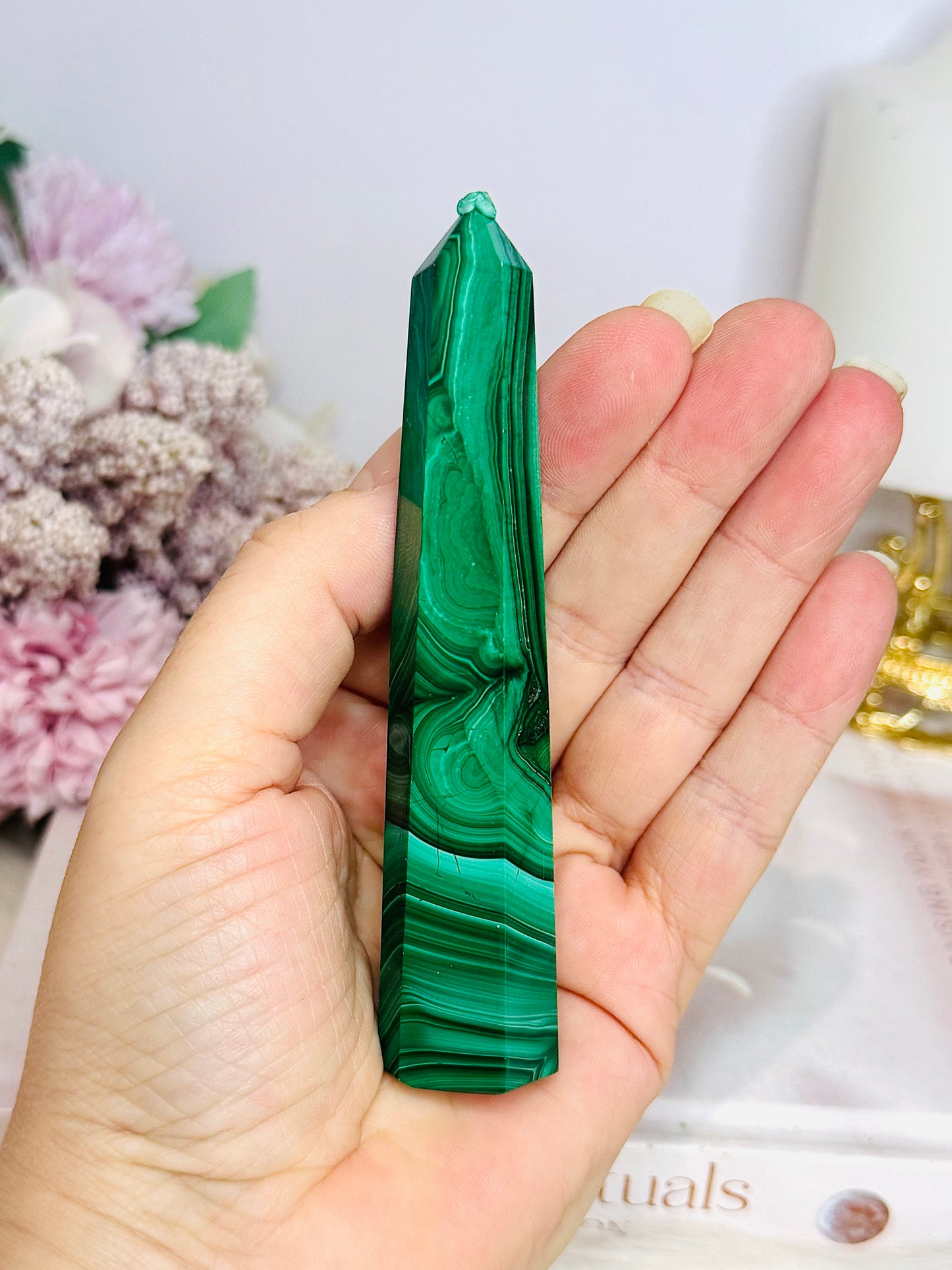 AAA High Grade Natural Malachite Tower From Congo 11cm