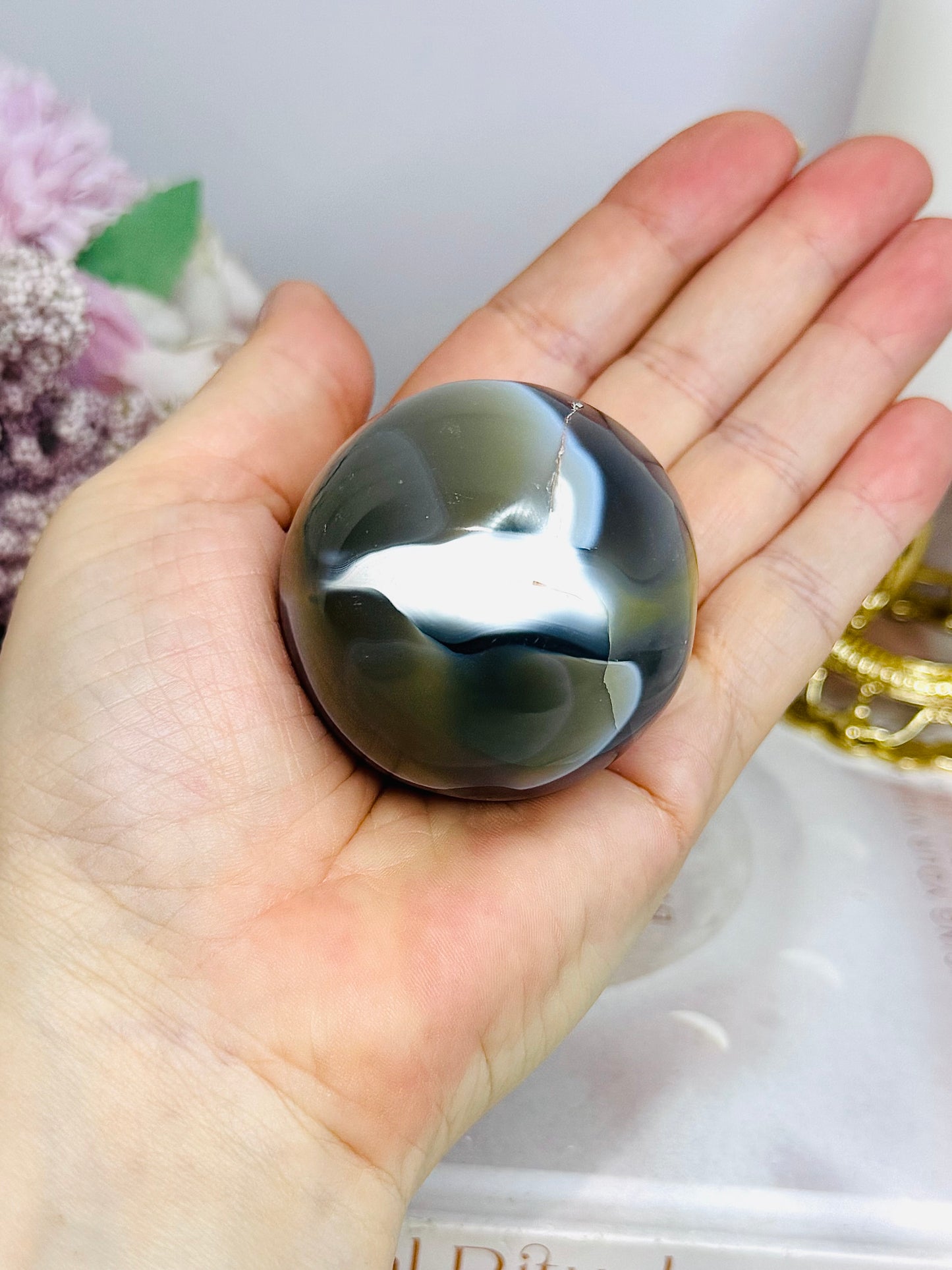 Orca Agate Sphere On Stand 171g