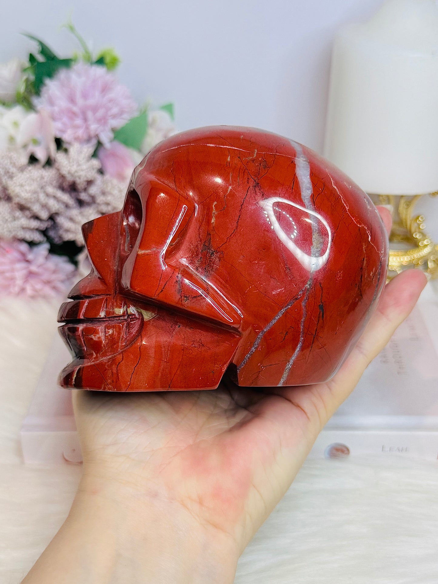 Red Jasper Large Carved Skull 13cm 1.43KG