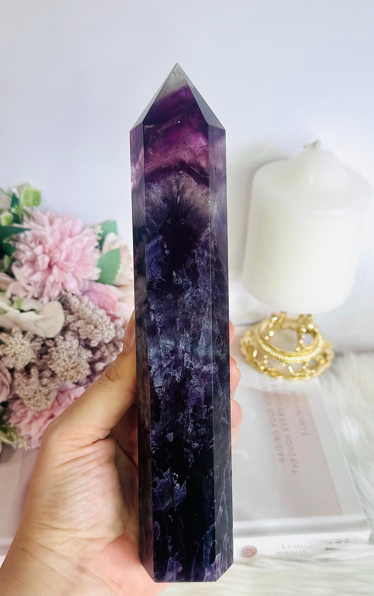 High Grade Large Chunky 21.5cm Fluorite Tower | Generator