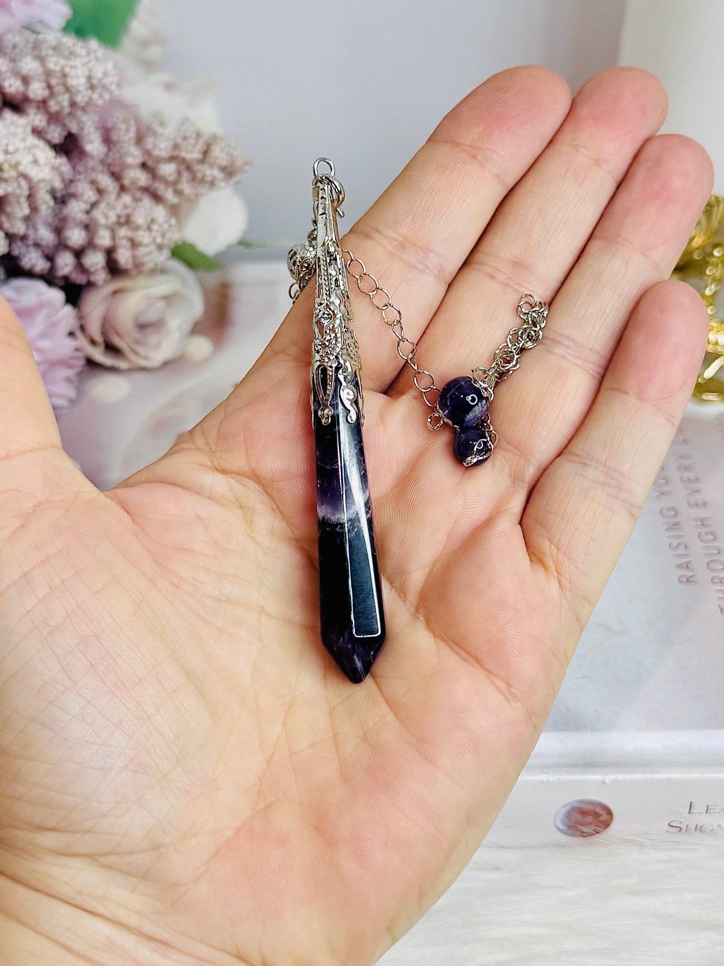 Chevron Amethyst Pendulum In Gift Bag