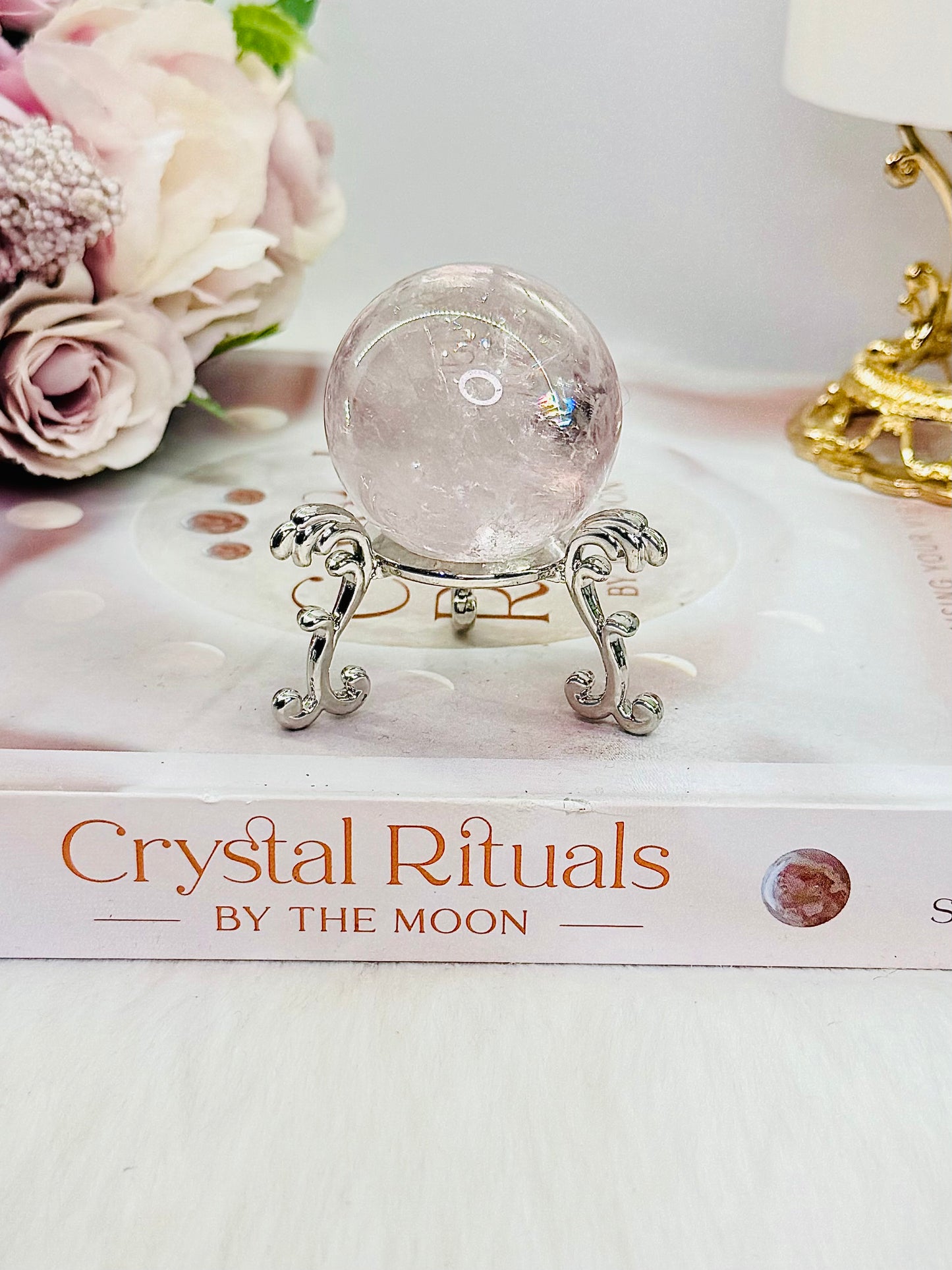 High Grade Light Purple Amethyst Sphere with Rainbows on Stand 4cm