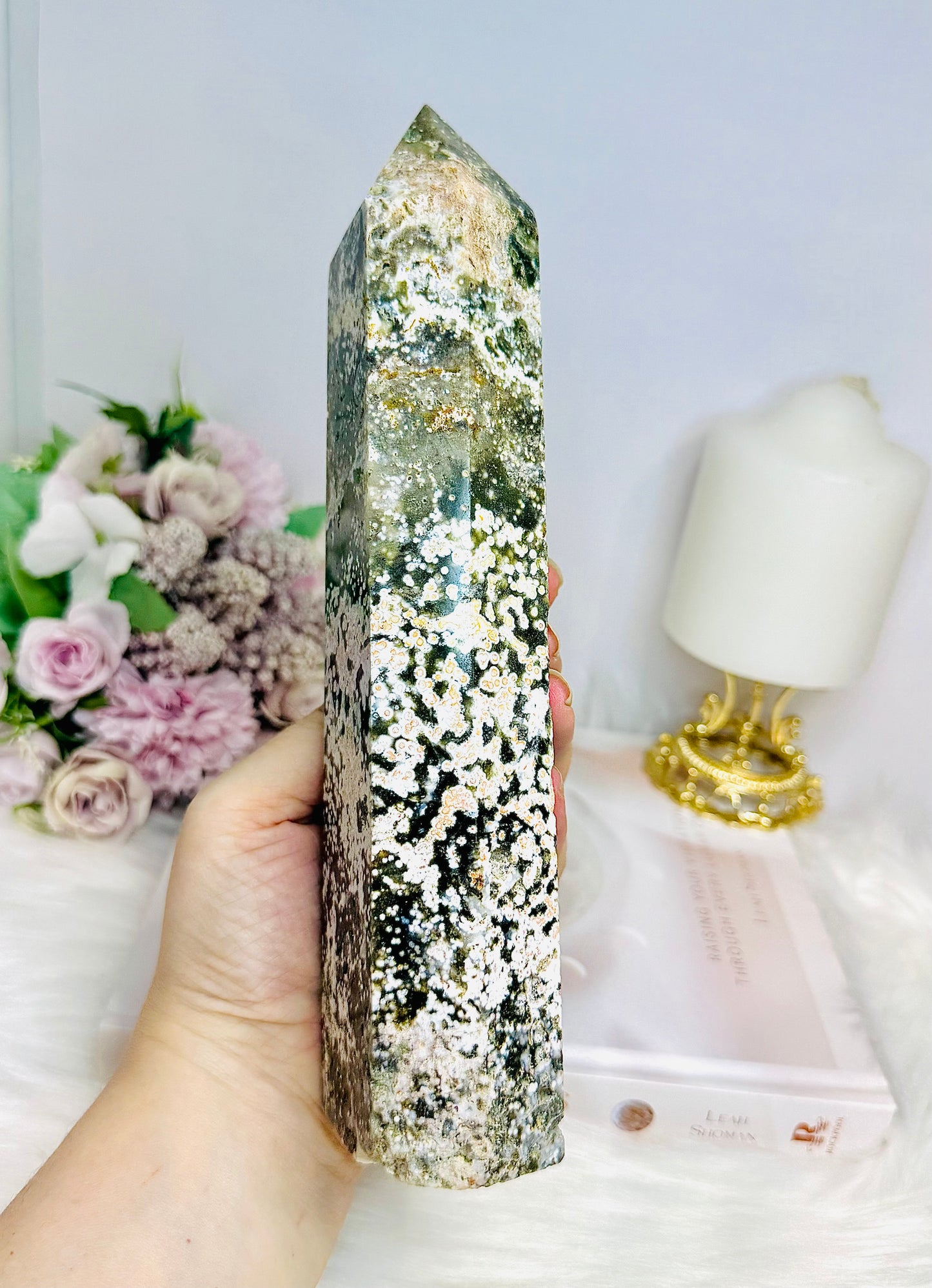 Large Orbicular Ocean Jasper Tower 23cm 915g