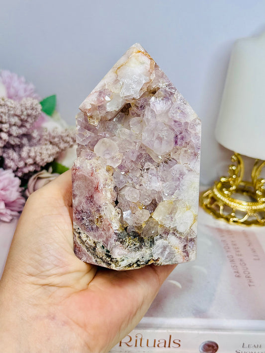 High Grade Druzy Pink Amethyst Chunky Tower 523g
