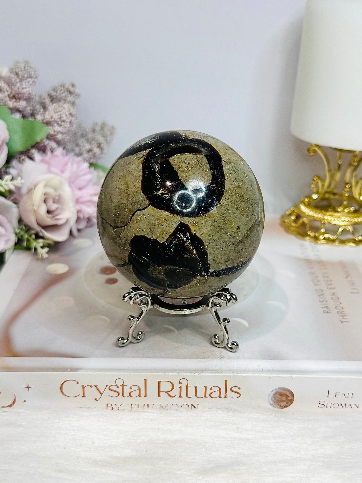 Large Septarian Sphere on Stand 506g