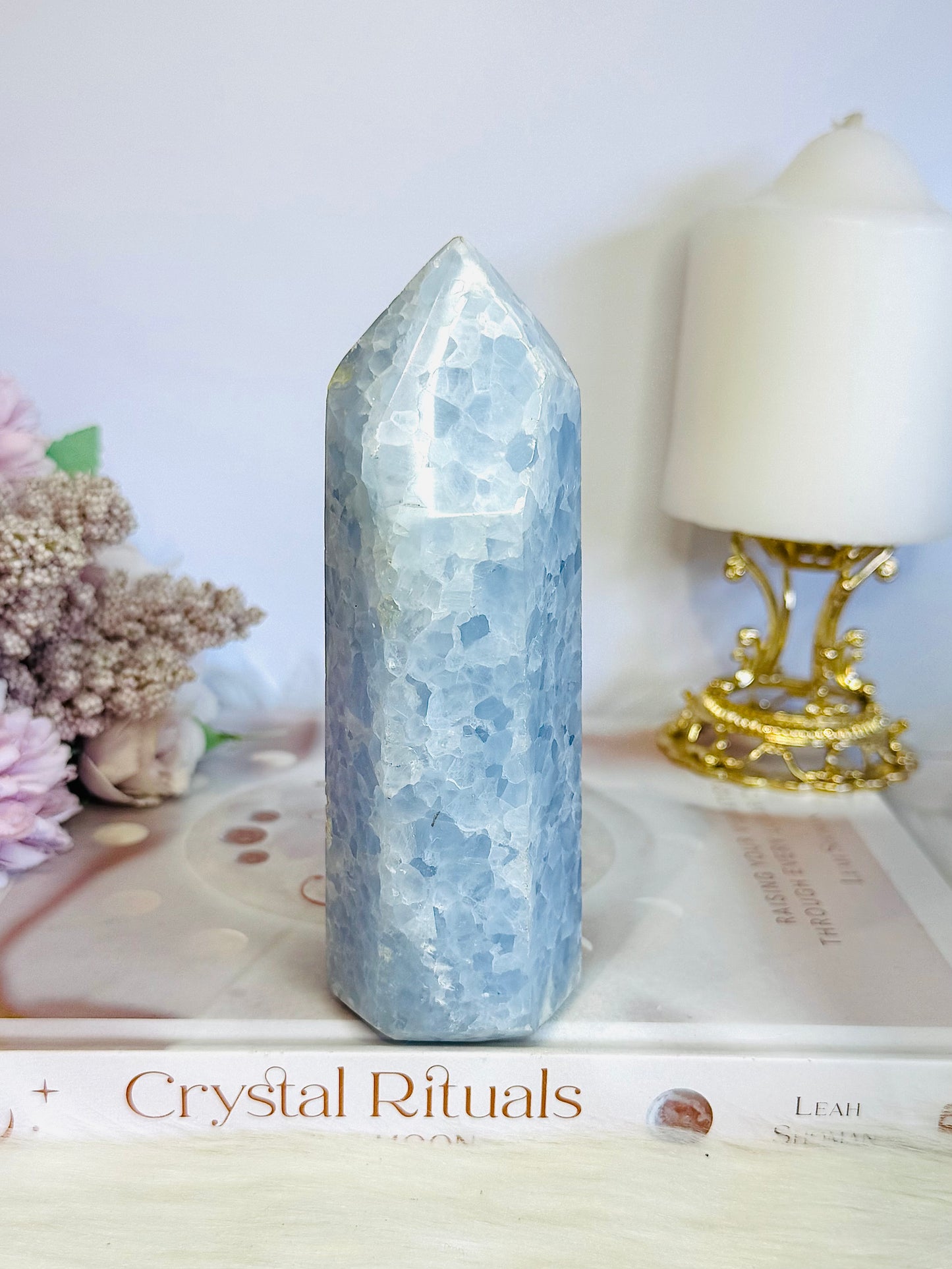 Gorgeous Natural High Grade Blue Calcite Chunky Tower 13cm